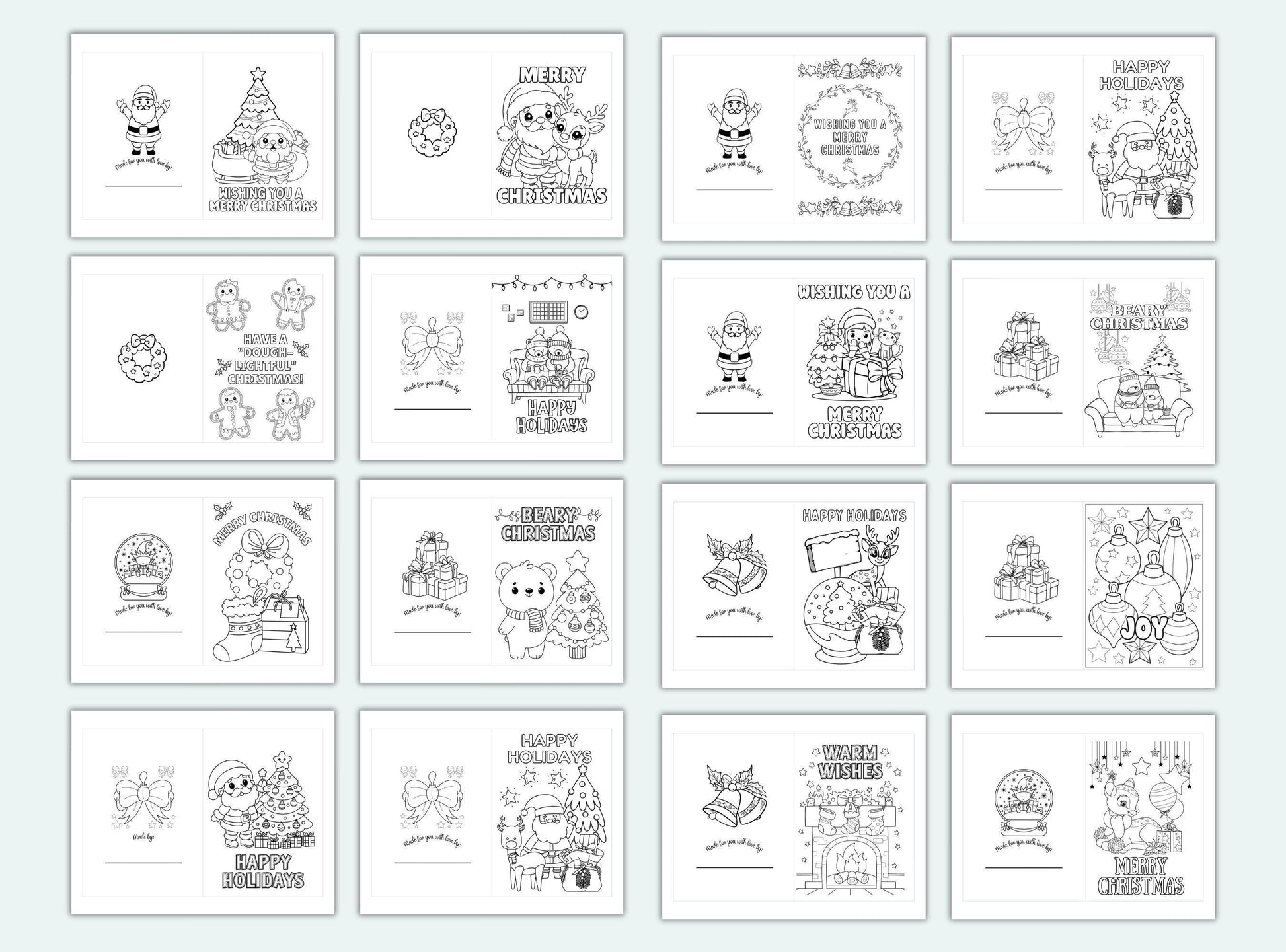 Christmas Coloring Cards For Kids
