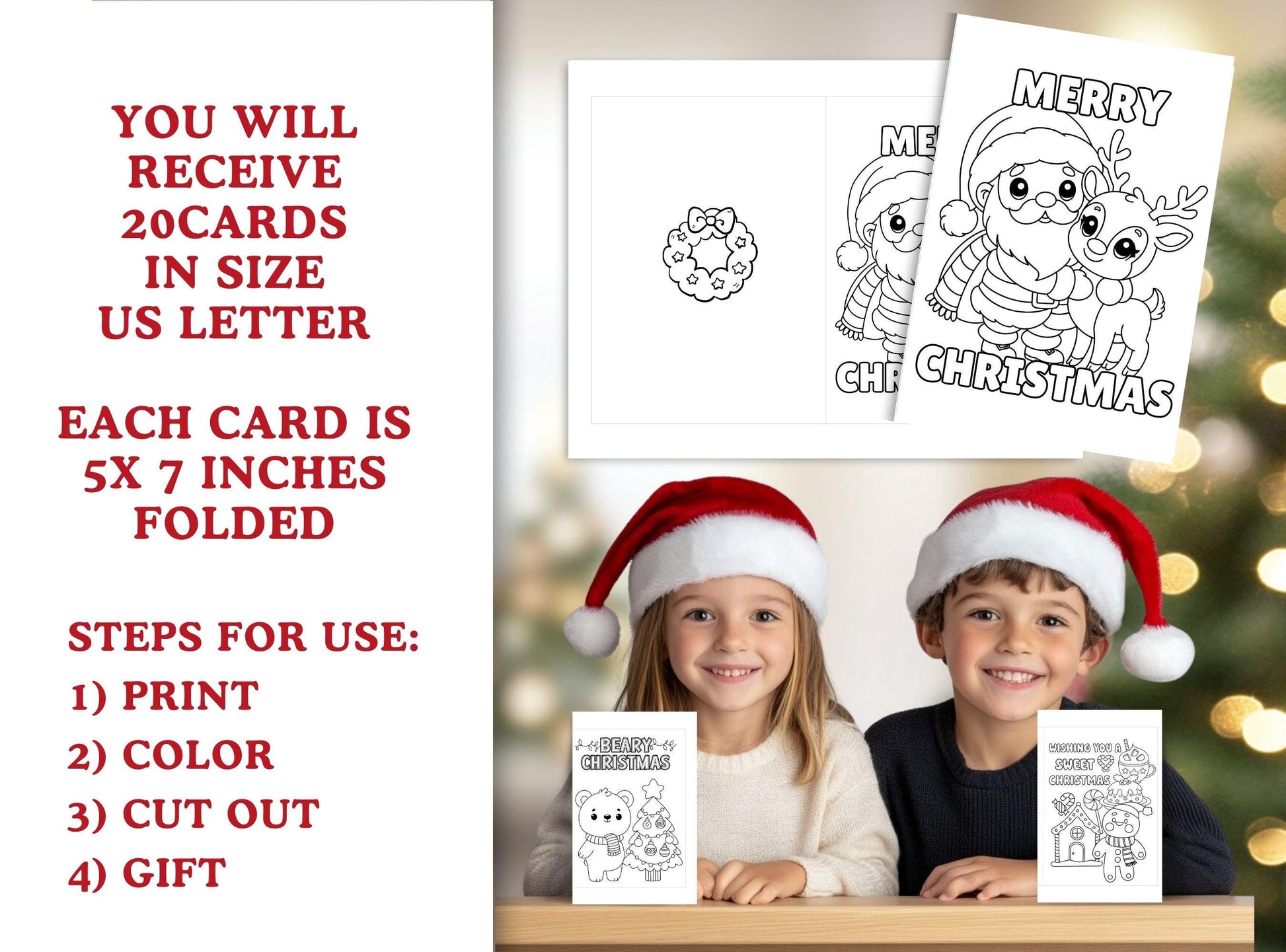 Christmas Coloring Cards For Kids