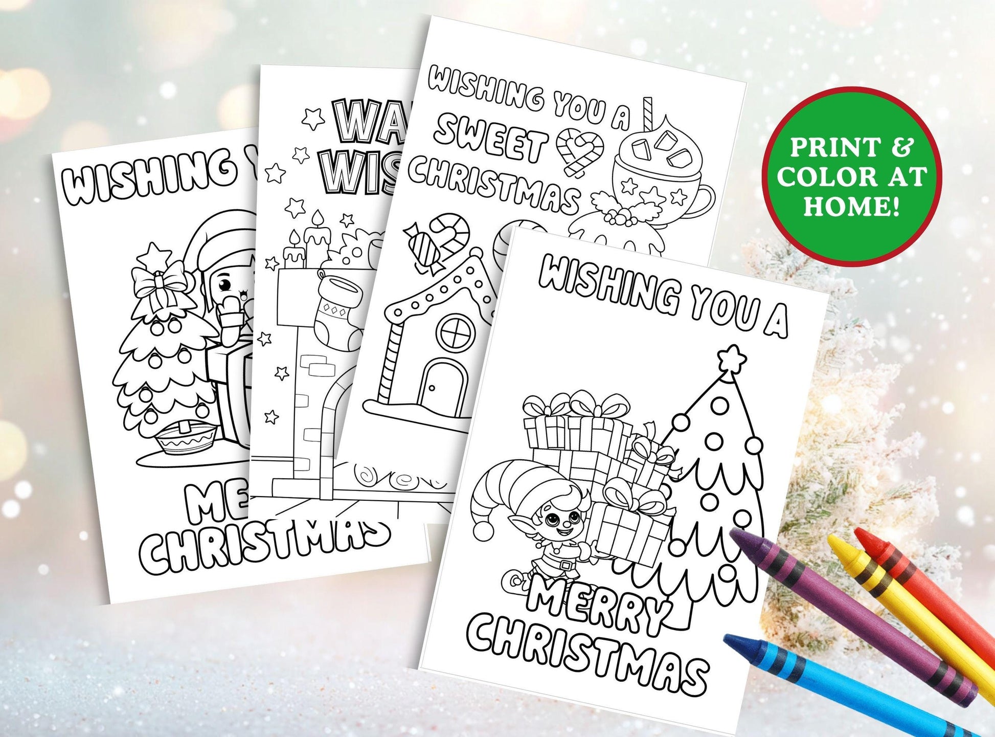 Christmas Coloring Cards For Kids