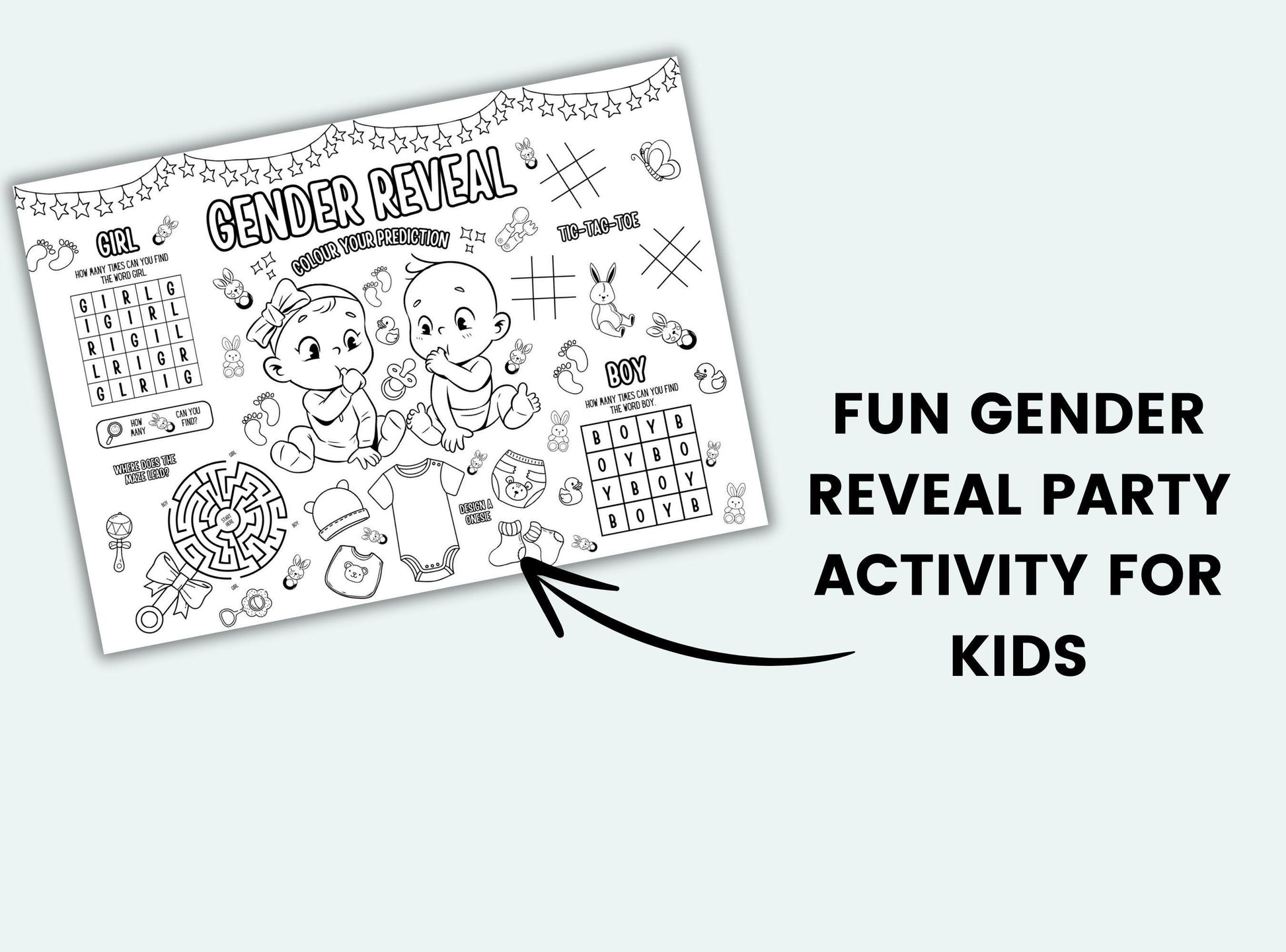 Gender Reveal Activity Placemat