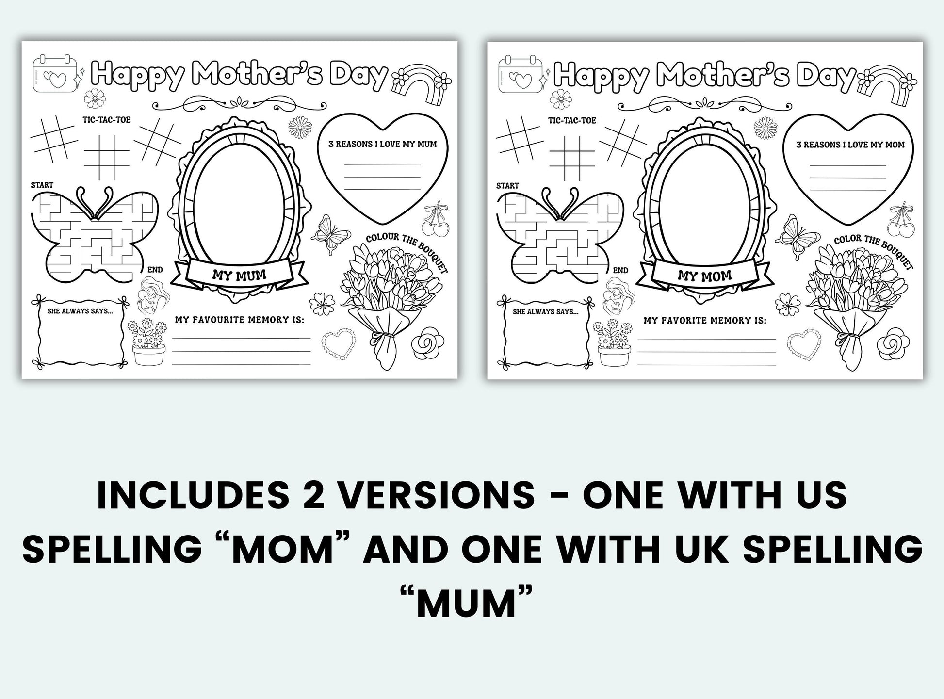 Mothers Day Activity Placemat