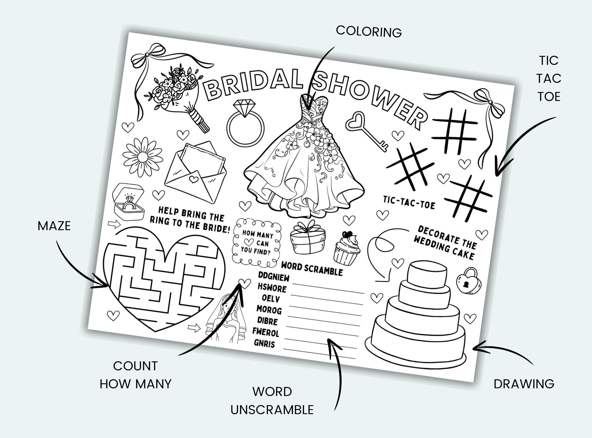 Bridal Shower Activity Placemat