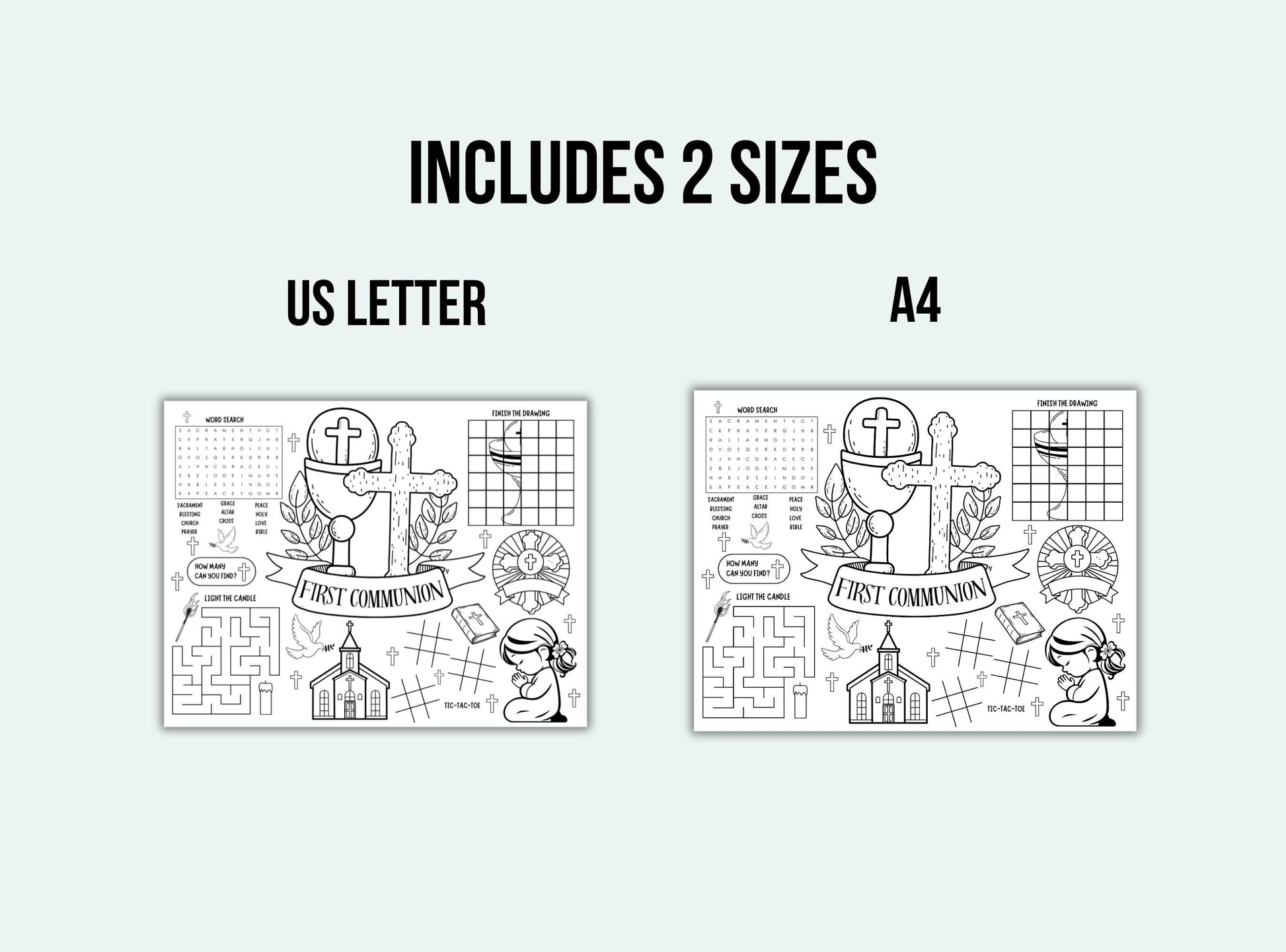 First Communion Activity Placemat