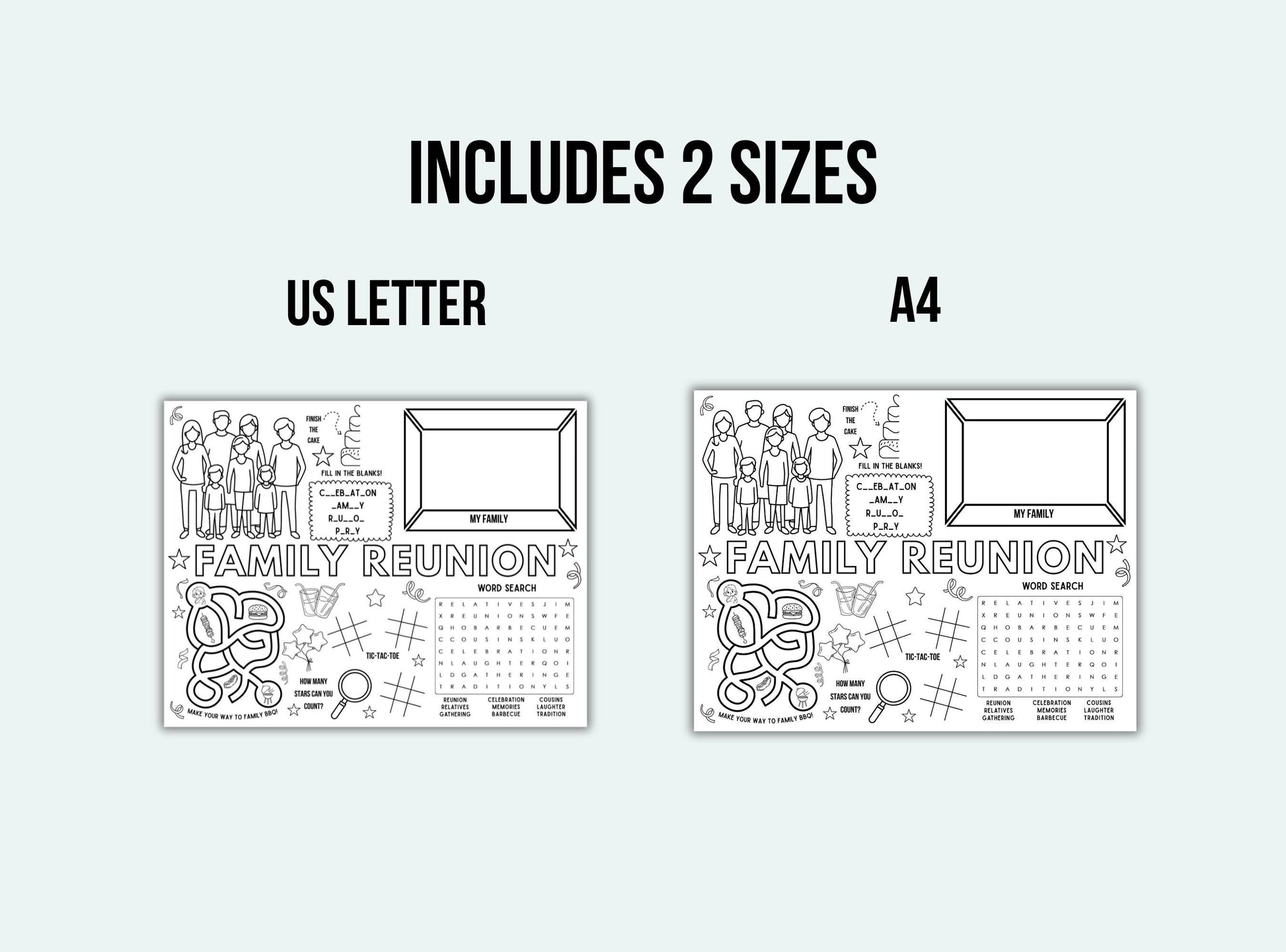 Family Reunion Activity Placemat