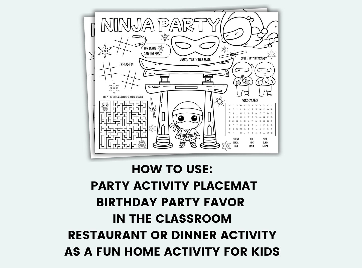 Ninja Party Activity Placemat