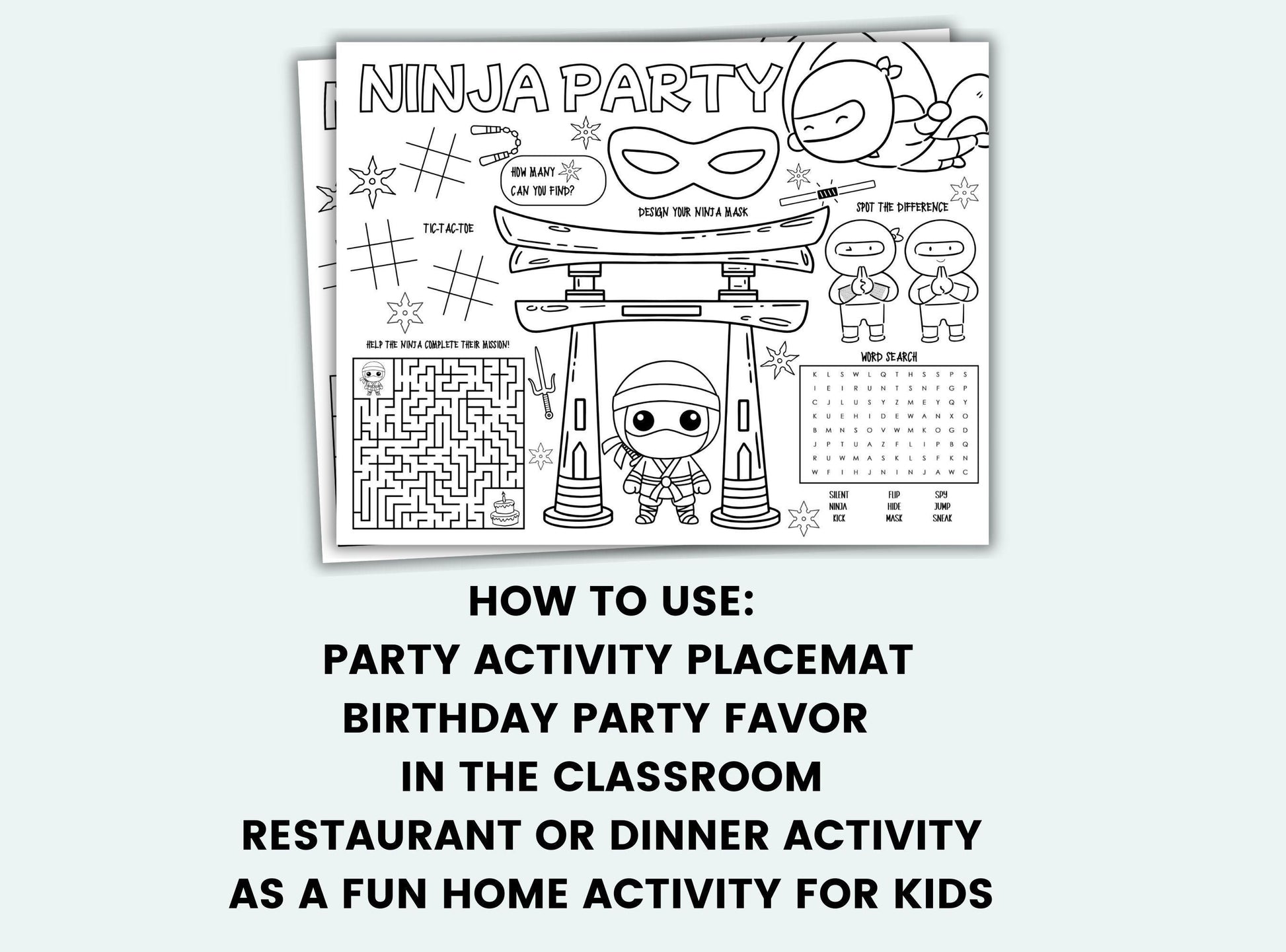 Ninja Party Activity Placemat