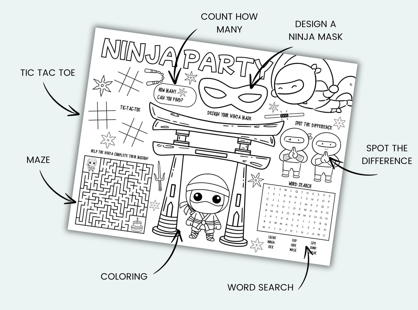 Ninja Party Activity Placemat