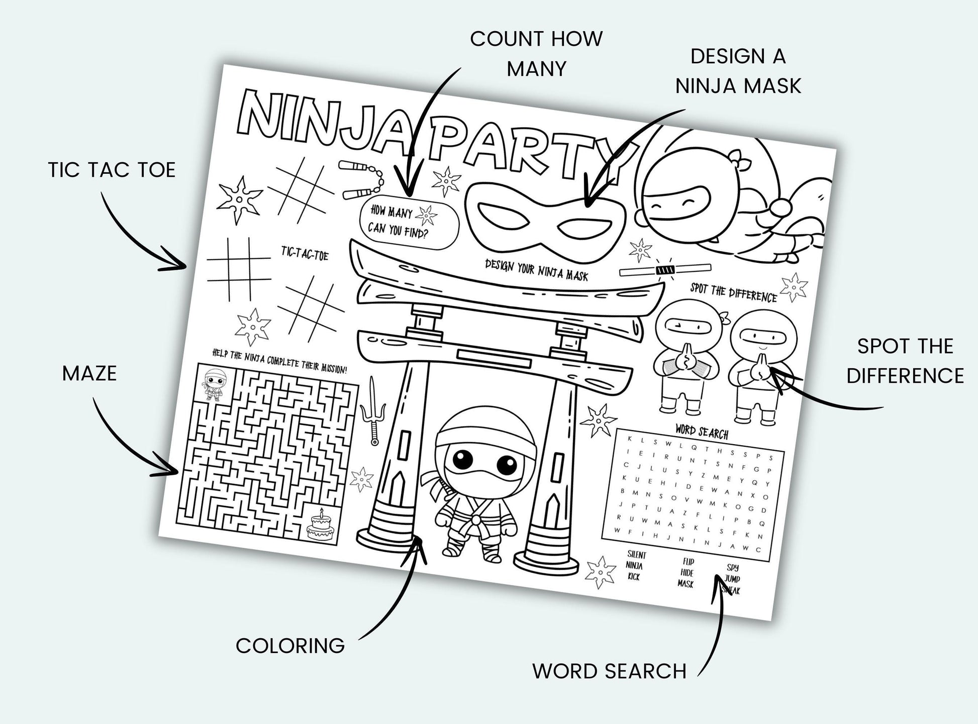 Ninja Party Activity Placemat