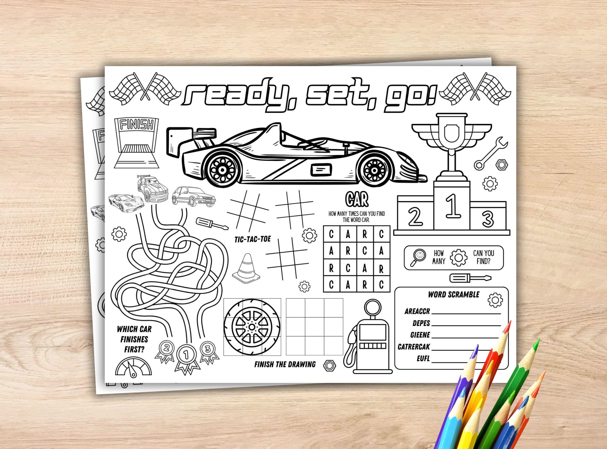 Race Car Party Activity Placemat