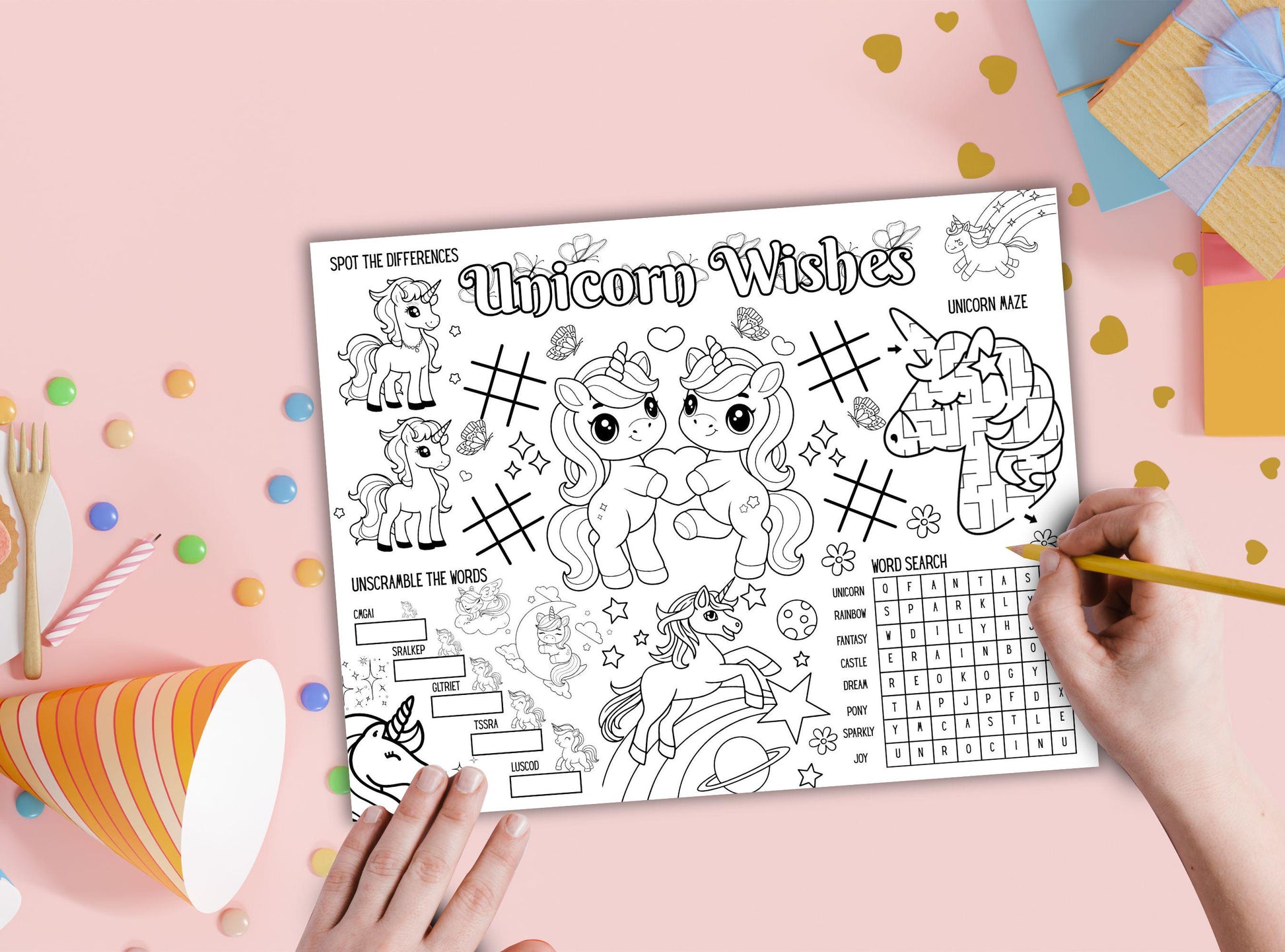 Unicorn Party Activity Placemat