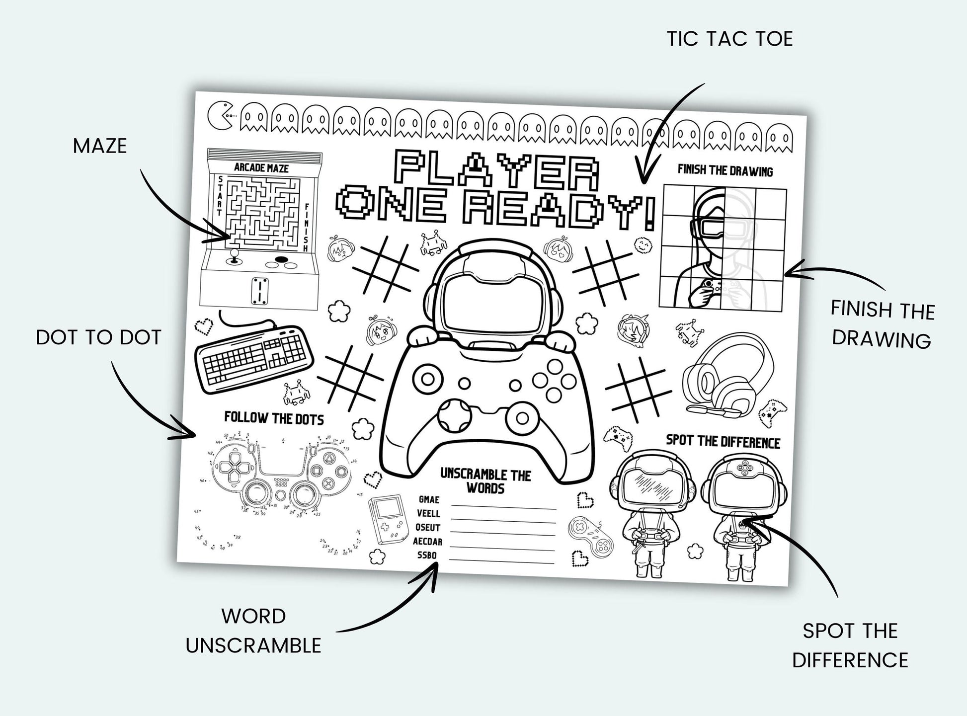 Gaming Party Activity Placemat