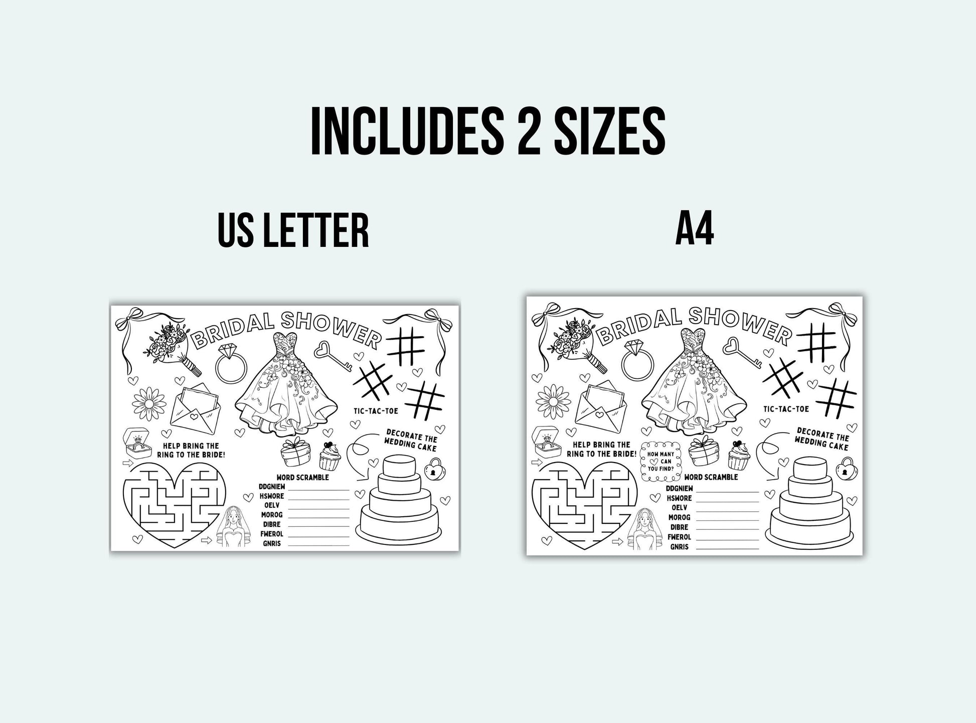 Bridal Shower Activity Placemat