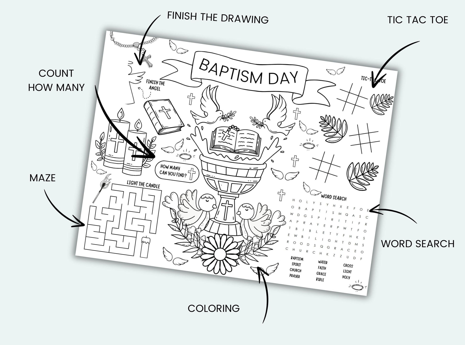 Baptism Colouring Placemat