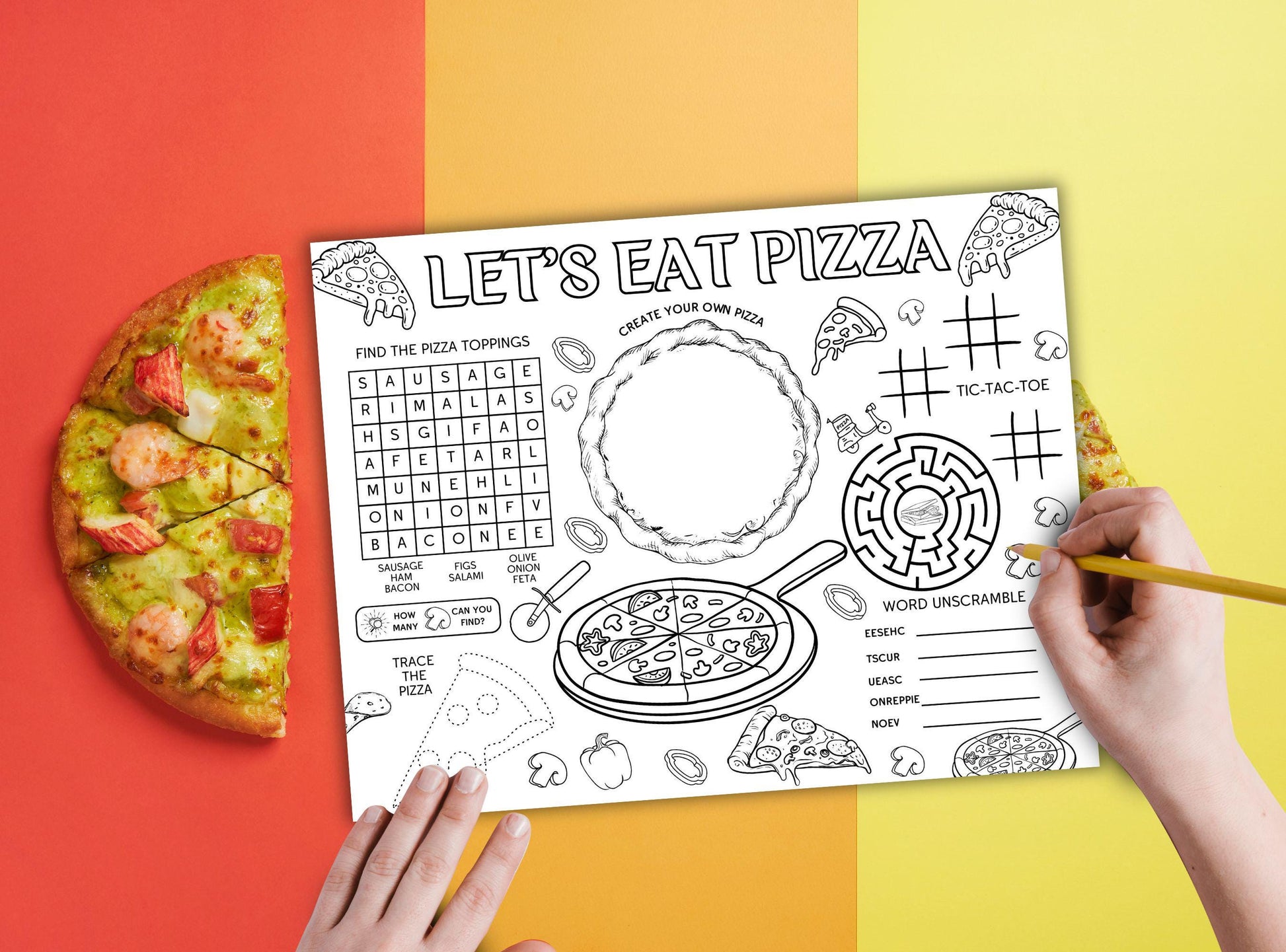 Pizza Party Activity Placemat