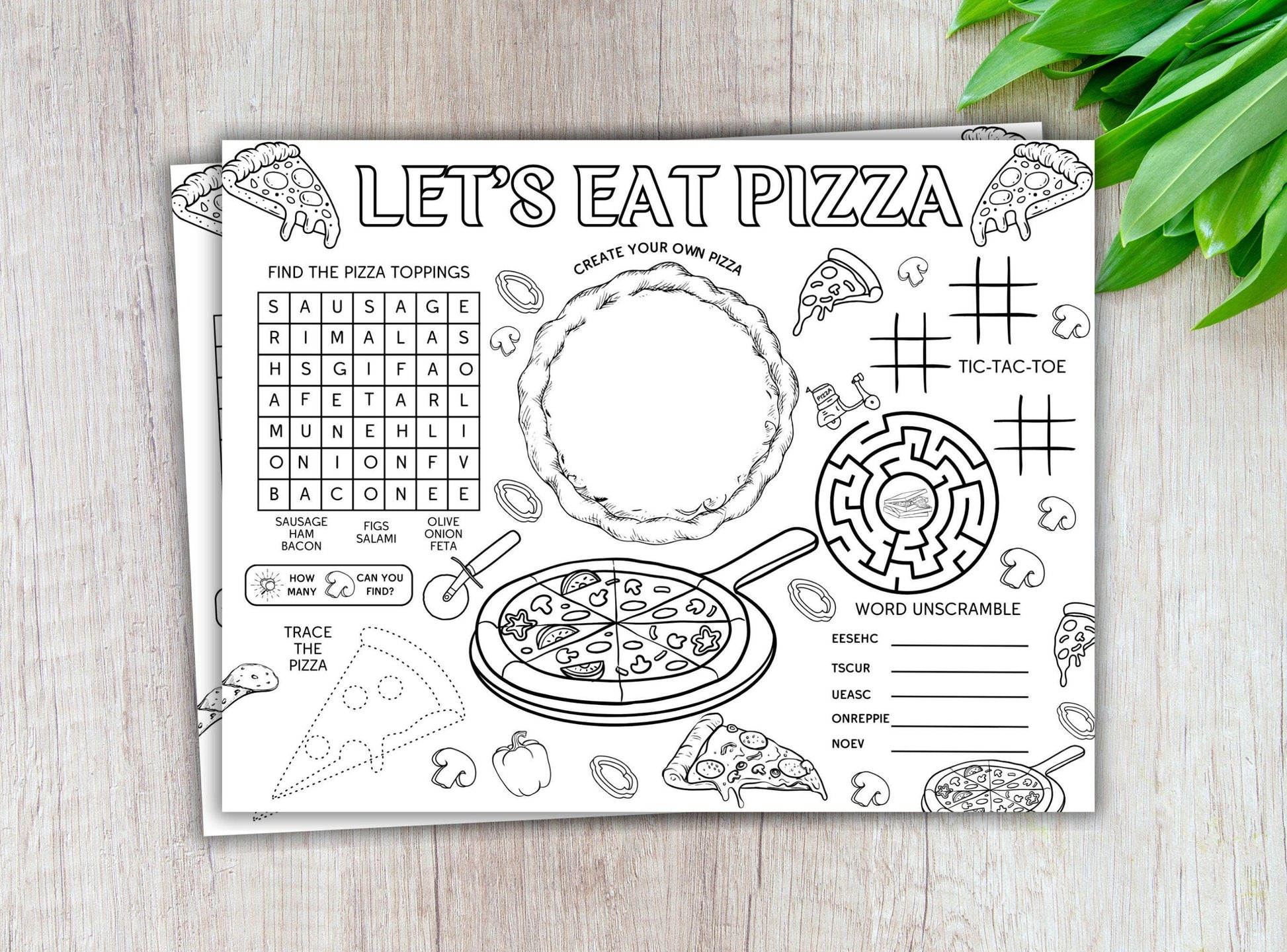 Pizza Party Activity Placemat