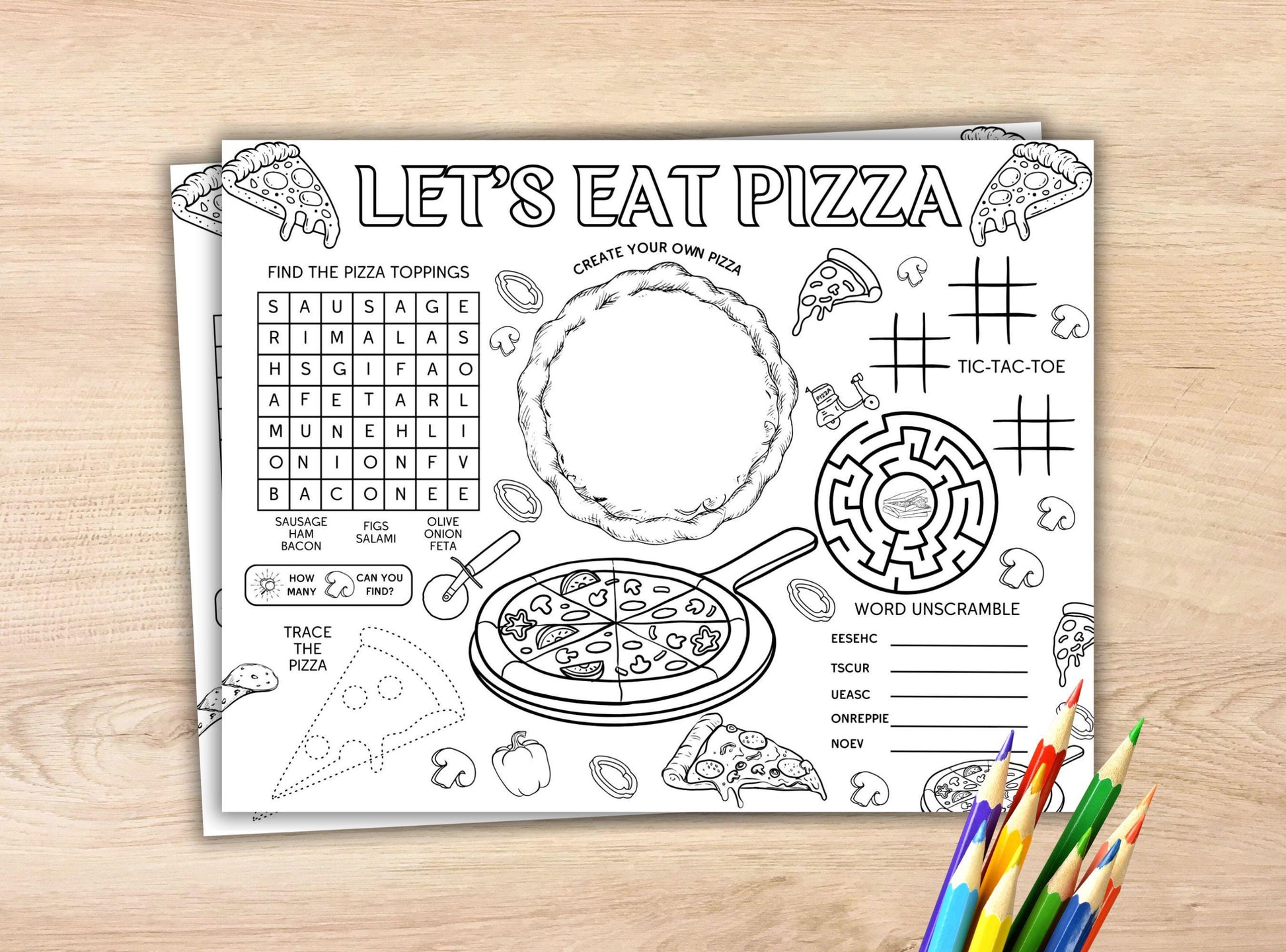 Pizza Party Activity Placemat