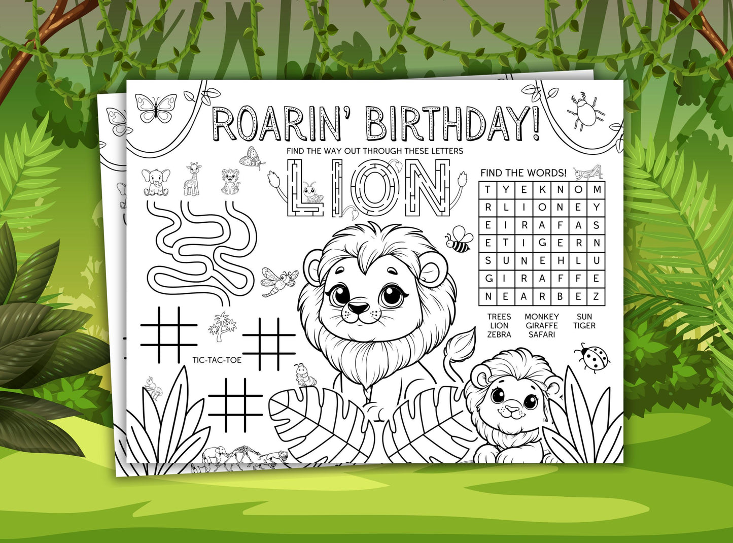Safari Party Activity Placemat