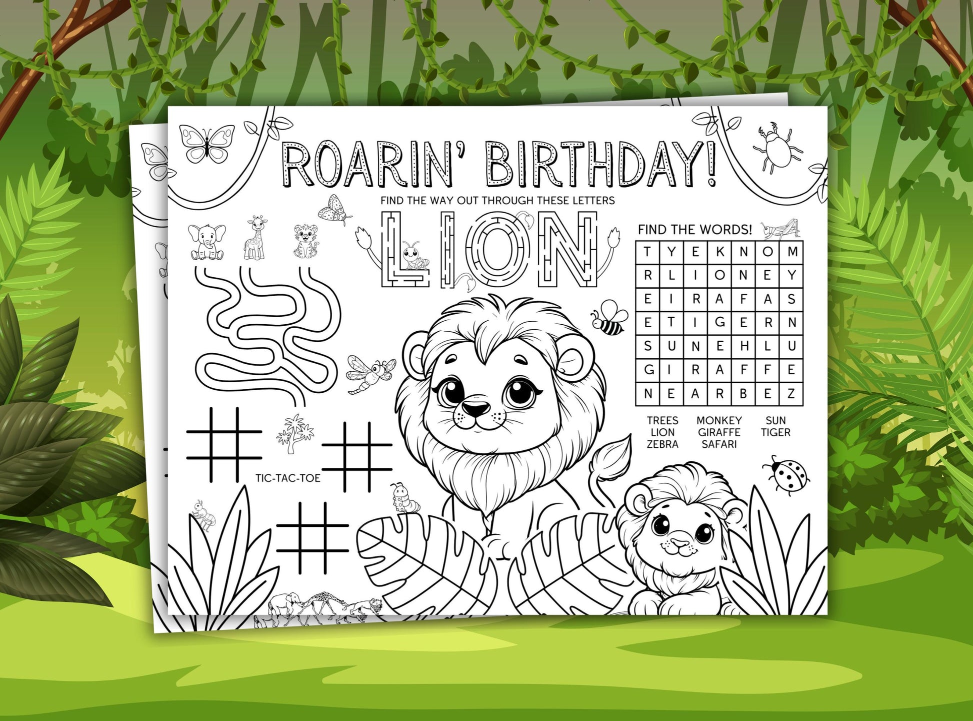 Safari Party Activity Placemat
