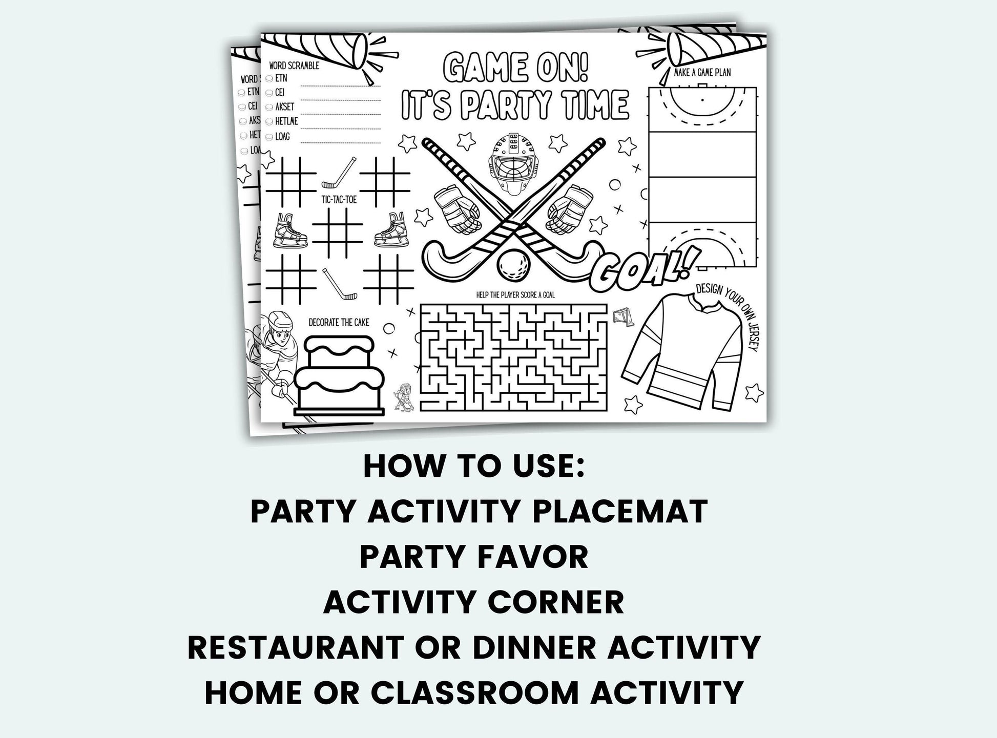 Soccer Party Activity Placemat