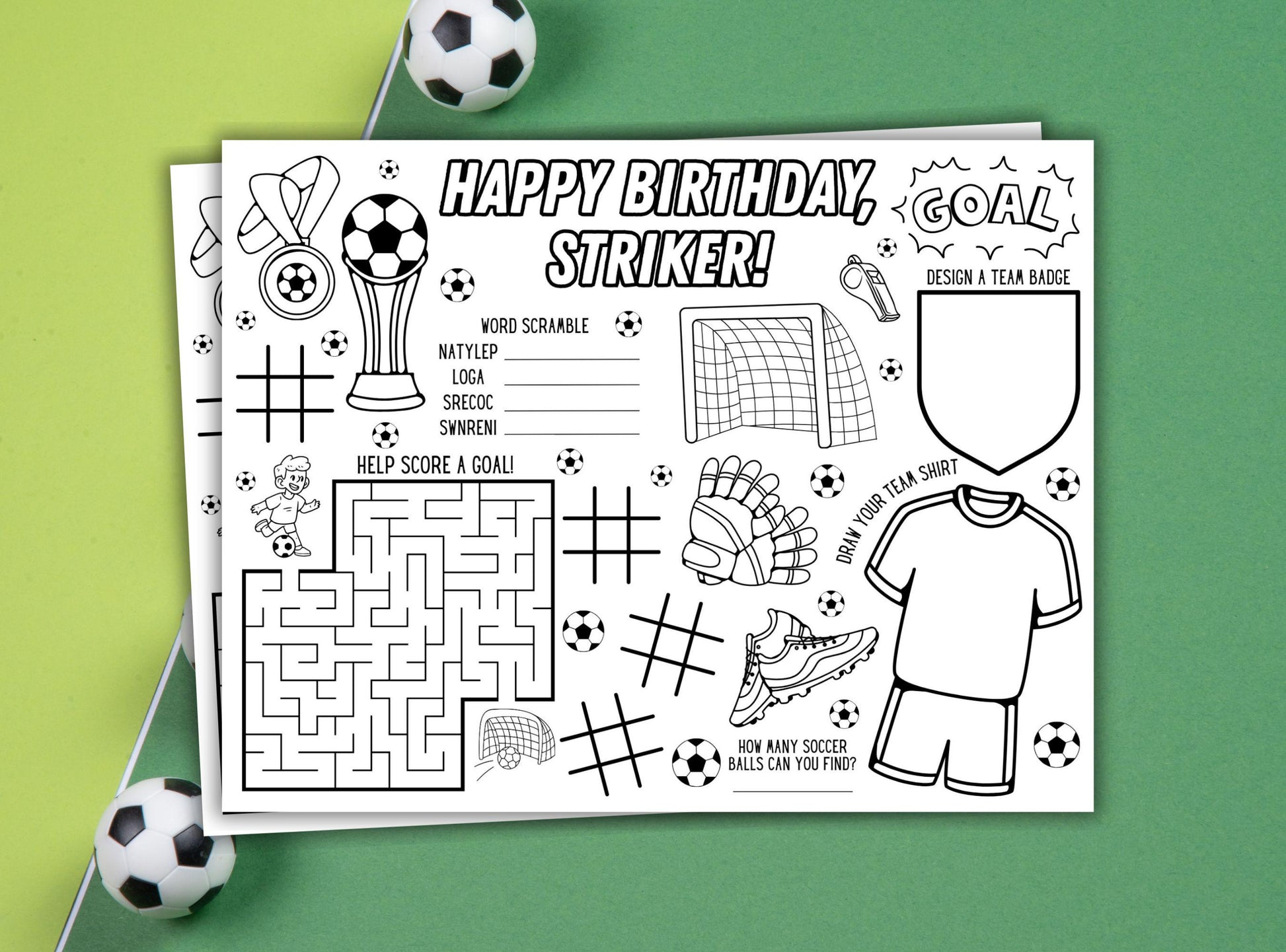 Soccer Party Activity Placemat