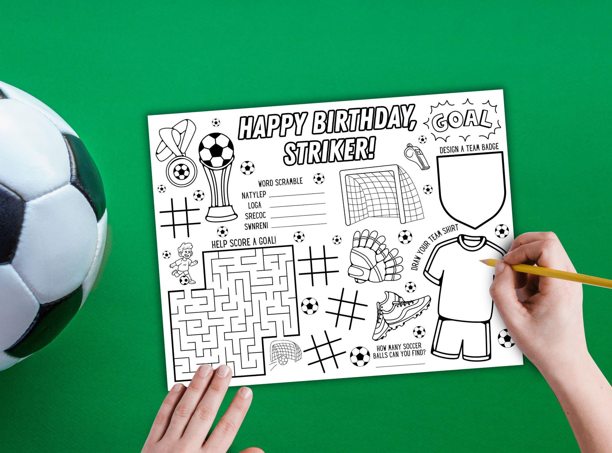 Soccer Party Activity Placemat