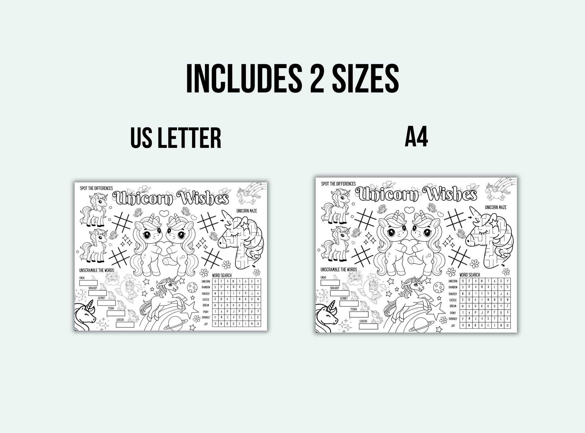 Unicorn Party Activity Placemat