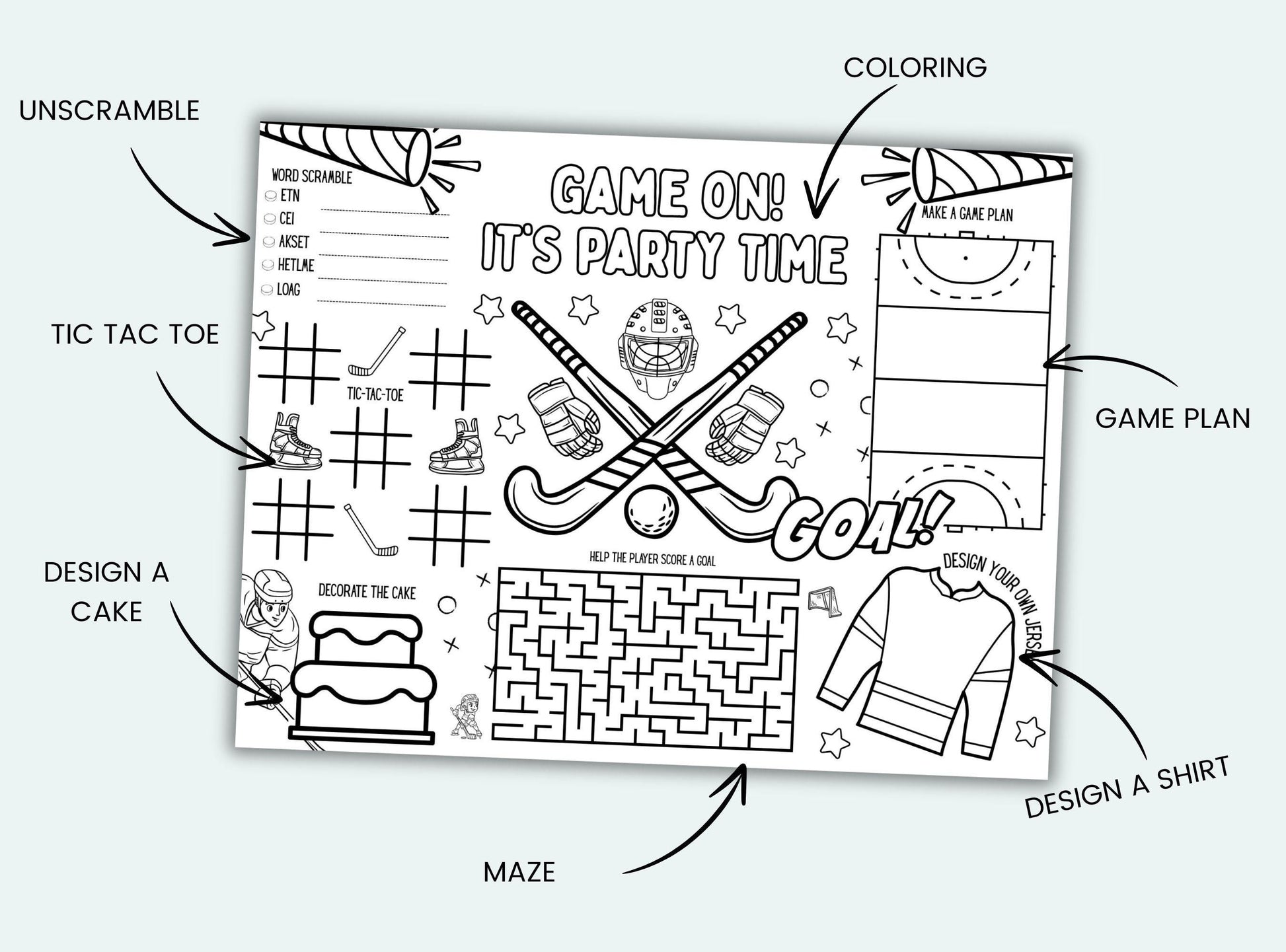 Soccer Party Activity Placemat