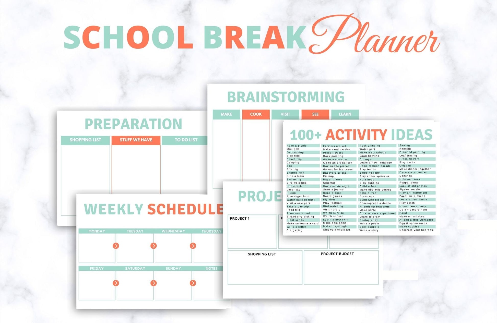 School Vacation Activity Planner - Simplify Create Inspire