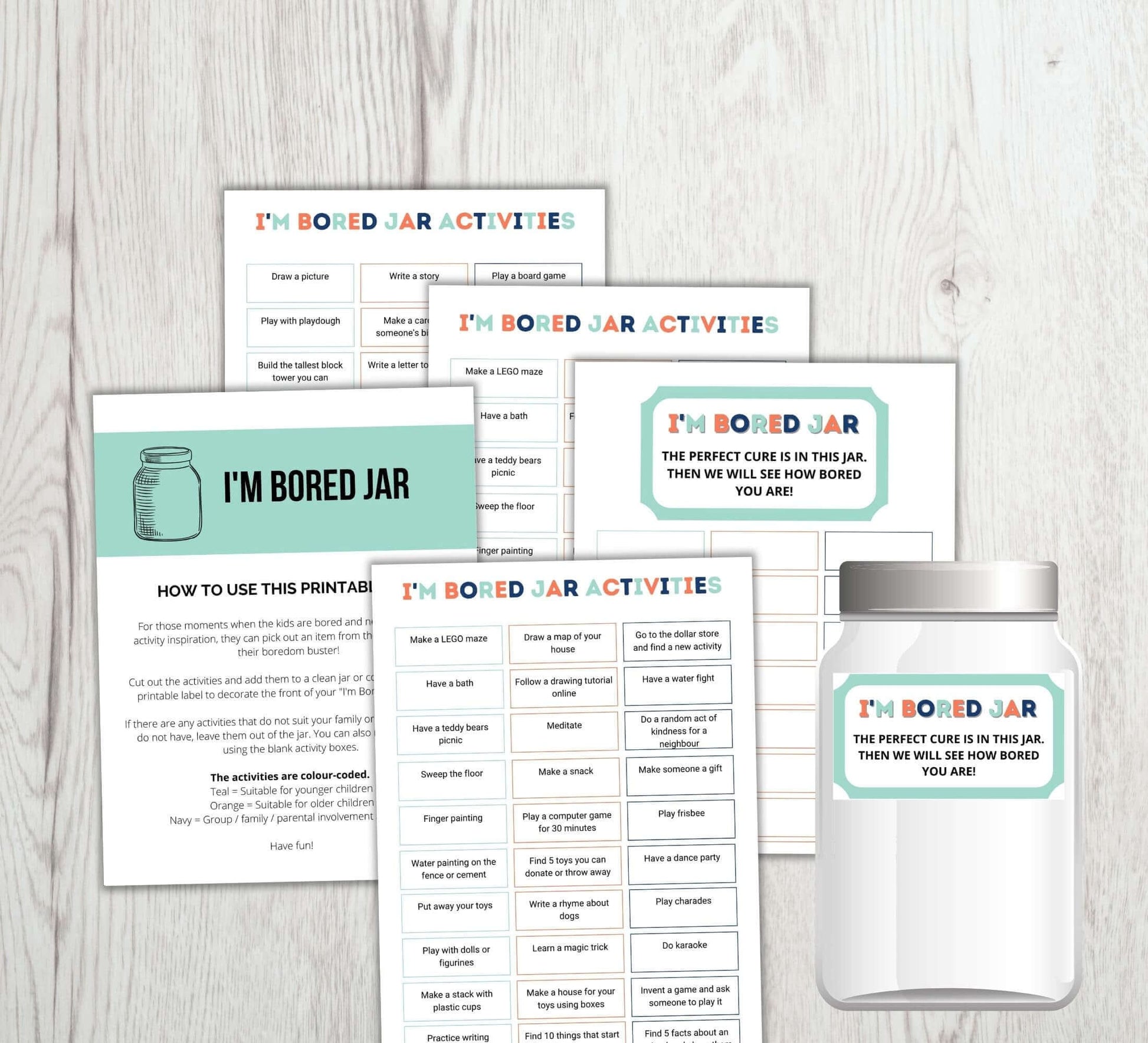 I'm Bored Jar Activity Cards - Make Your Own Activity Jar - Simplify Create Inspire