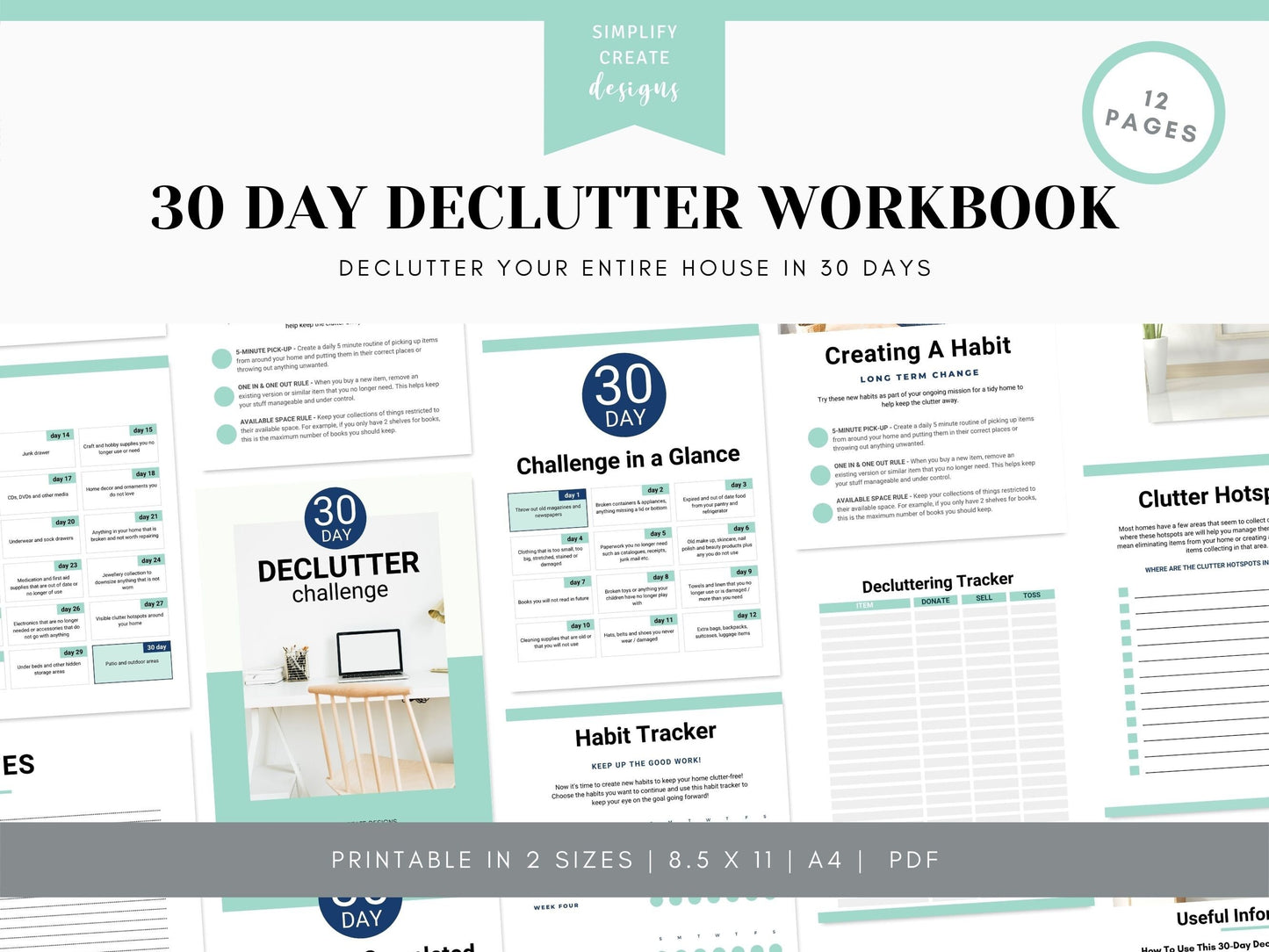 30-Day Declutter Challenge Workbook - Simplify Create Inspire