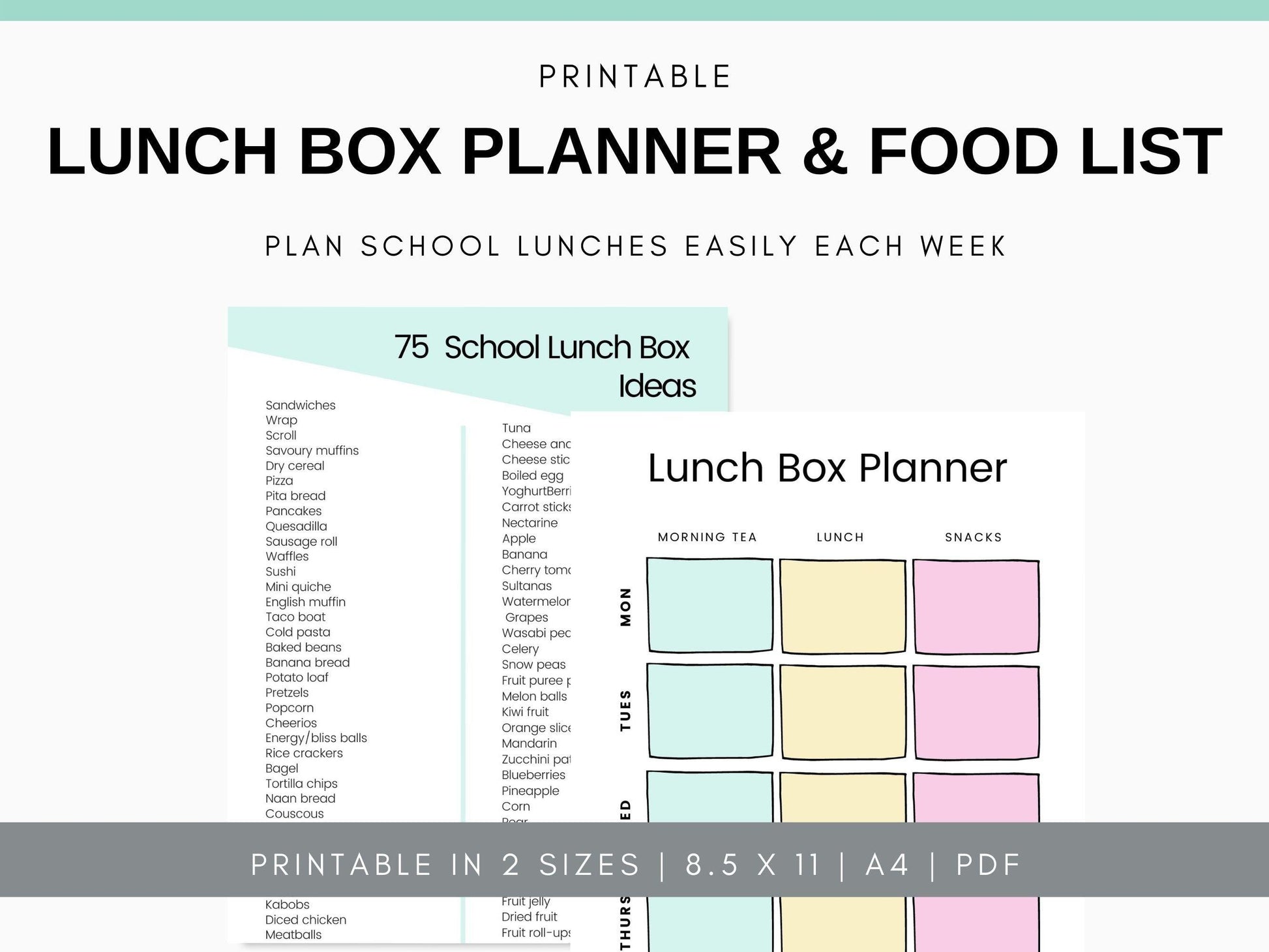 School Lunch Box Planner & Ideas List - Simplify Create Inspire