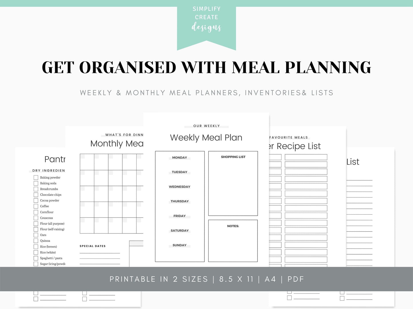 Meal Planning Kit - Simplify Create Inspire