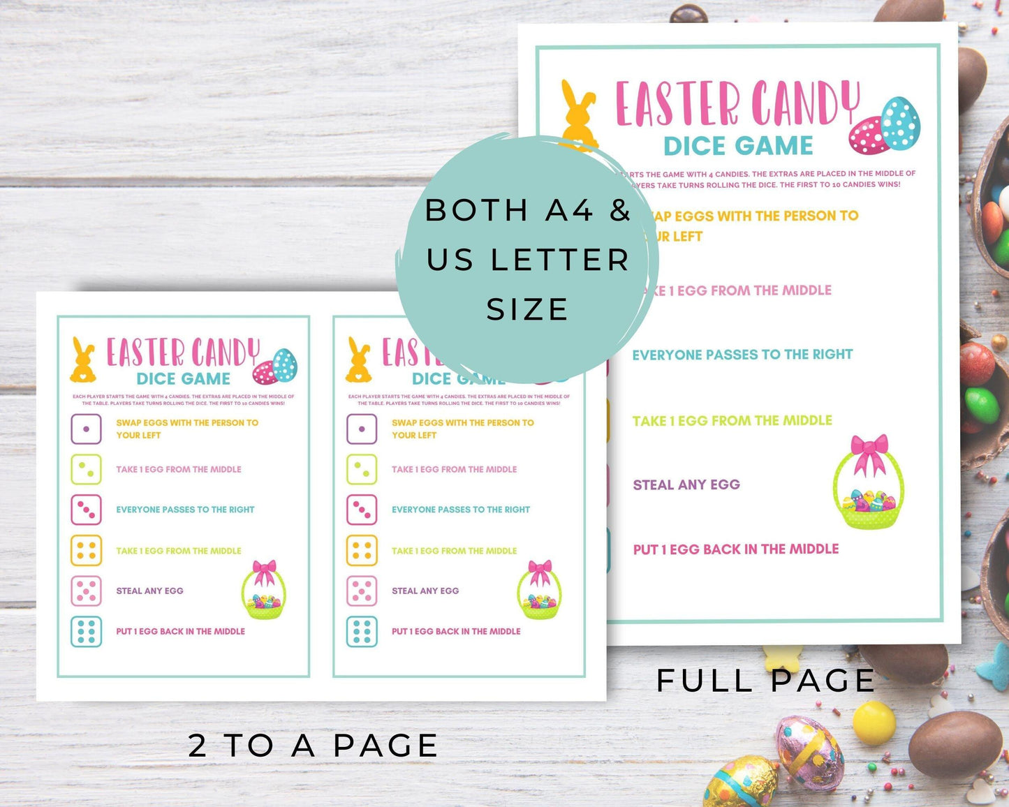 Easter Candy Dice Game - Simplify Create Inspire