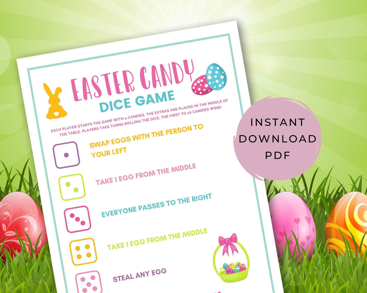 Easter Candy Dice Game - Simplify Create Inspire