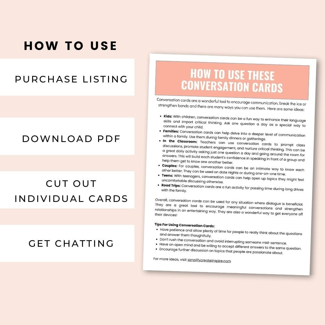 Teen Conversation Cards - Simplify Create Inspire