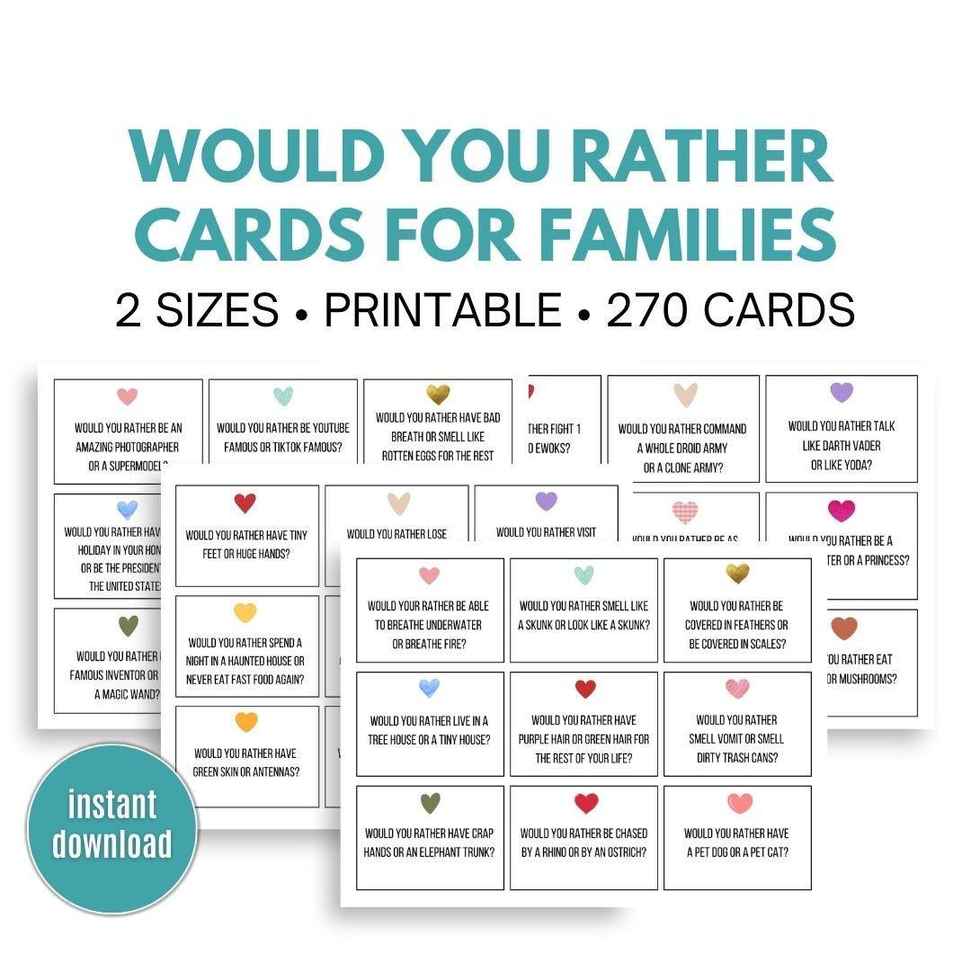 Would You Rather Question Cards For Families - Simplify Create Inspire