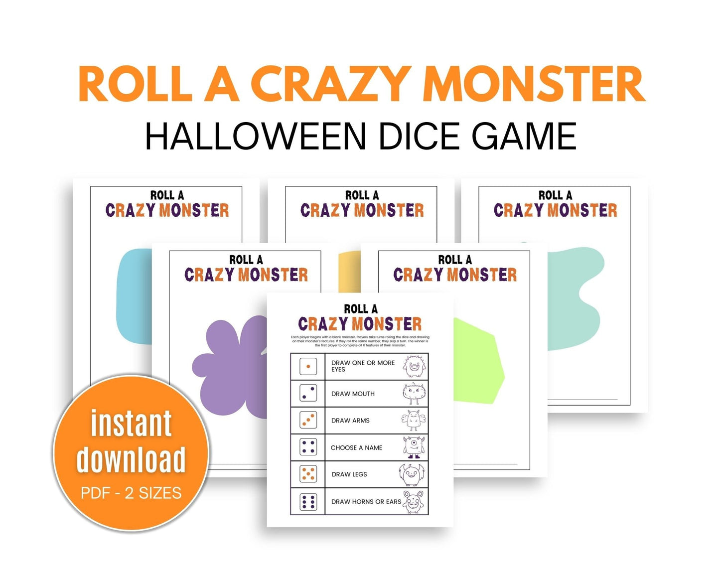Halloween Roll A Monster Dice Game - Simplify Create Inspire
