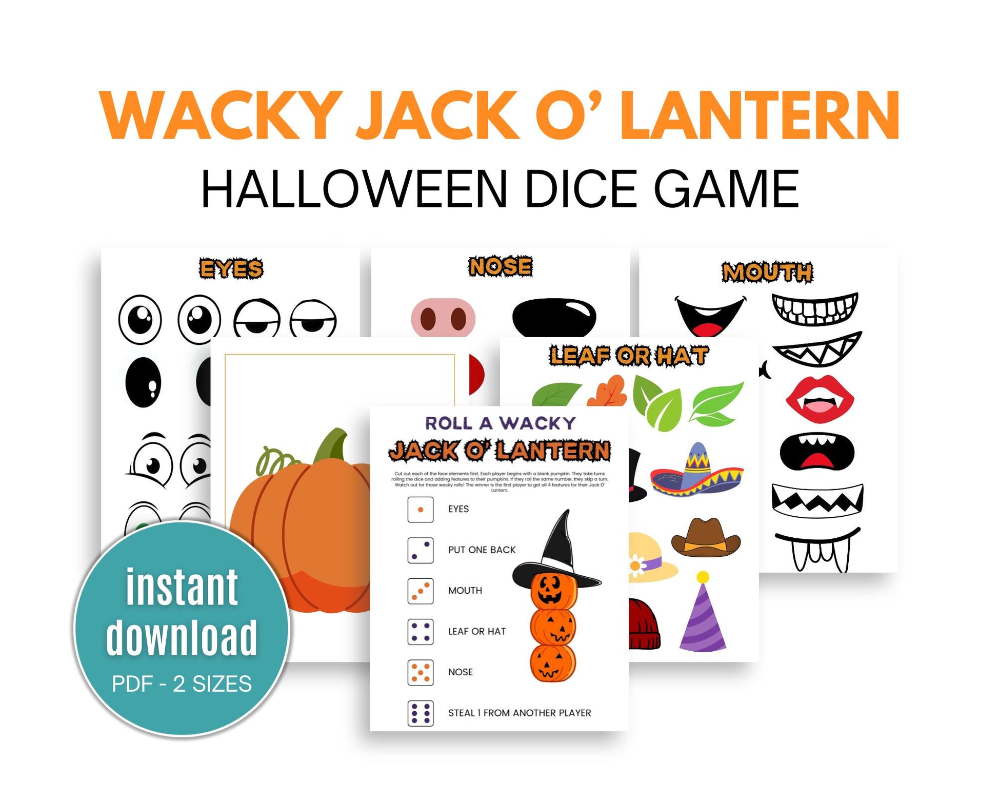 Halloween Roll A Wacky Jack O' Lantern Dice Game - Simplify Create Inspire