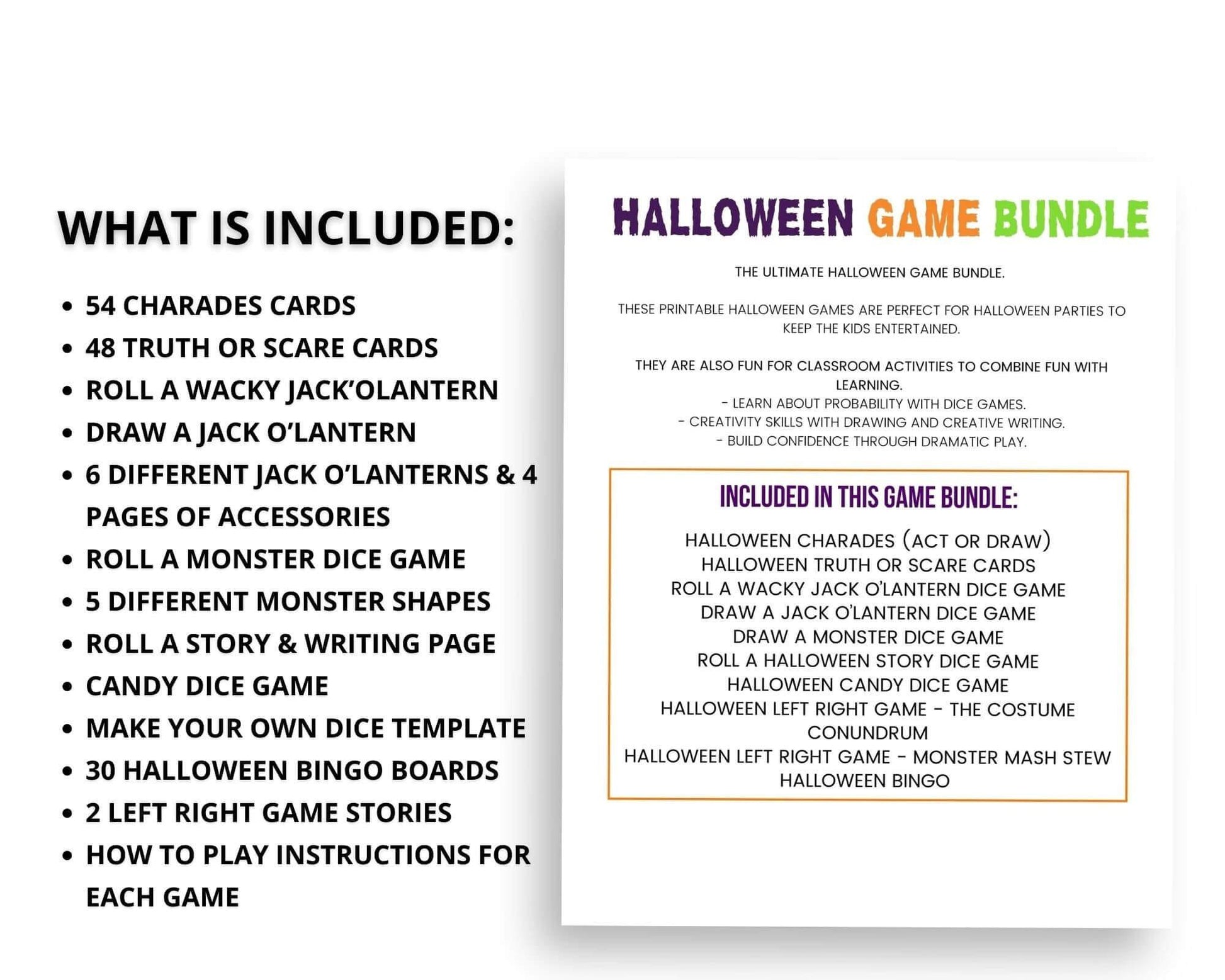 Halloween Party Game Bundle - Simplify Create Inspire