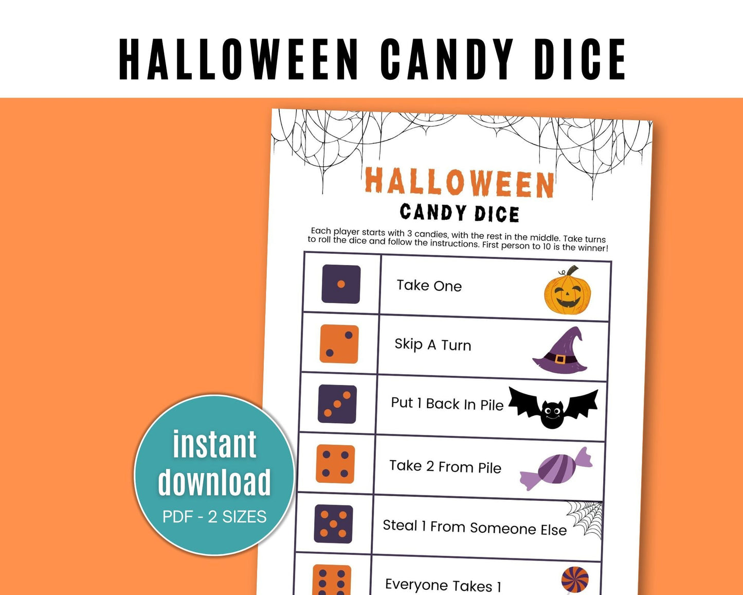 Halloween Candy Dice Game - Simplify Create Inspire