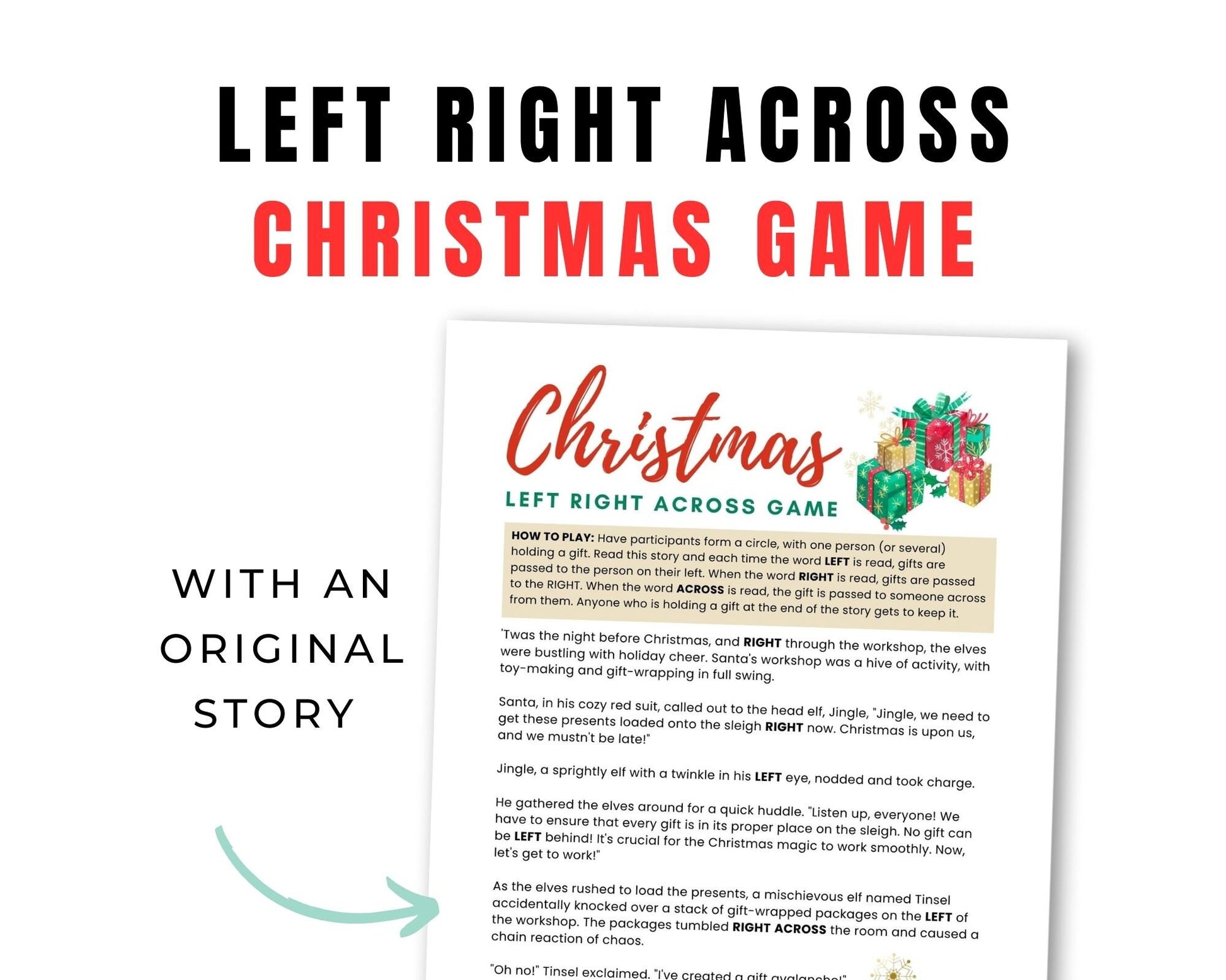 Christmas Left Right Across Game - Simplify Create Inspire