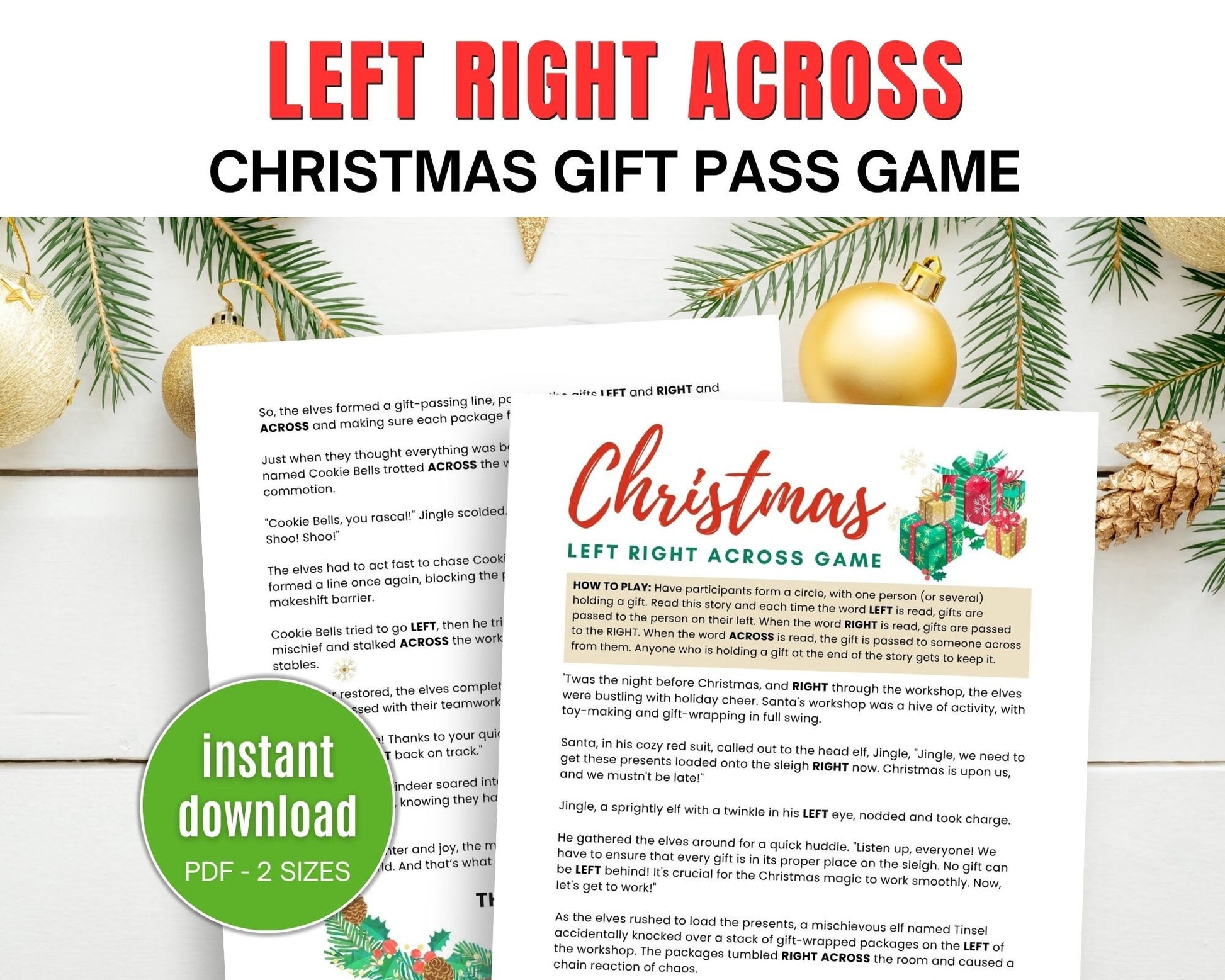 Christmas Left Right Across Game - Simplify Create Inspire