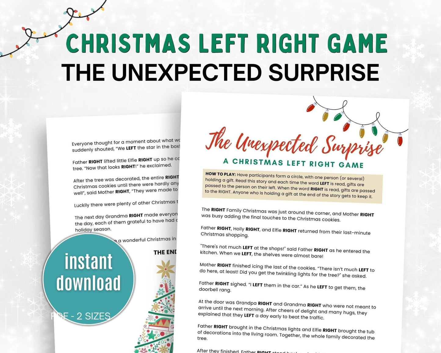 Christmas Left Right Game - The Unexpected Surprise - Simplify Create Inspire