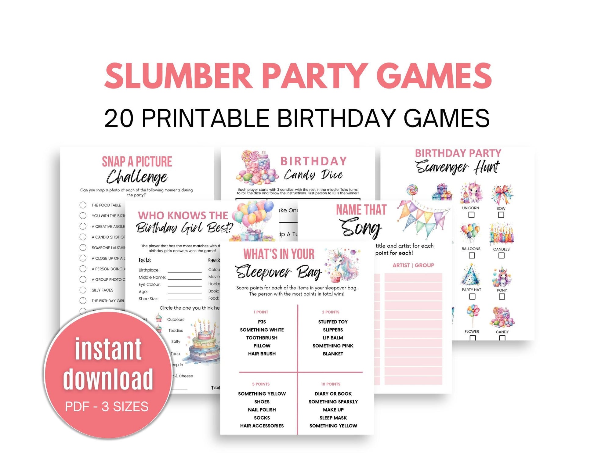 Slumber Party Games Bundle - Simplify Create Inspire