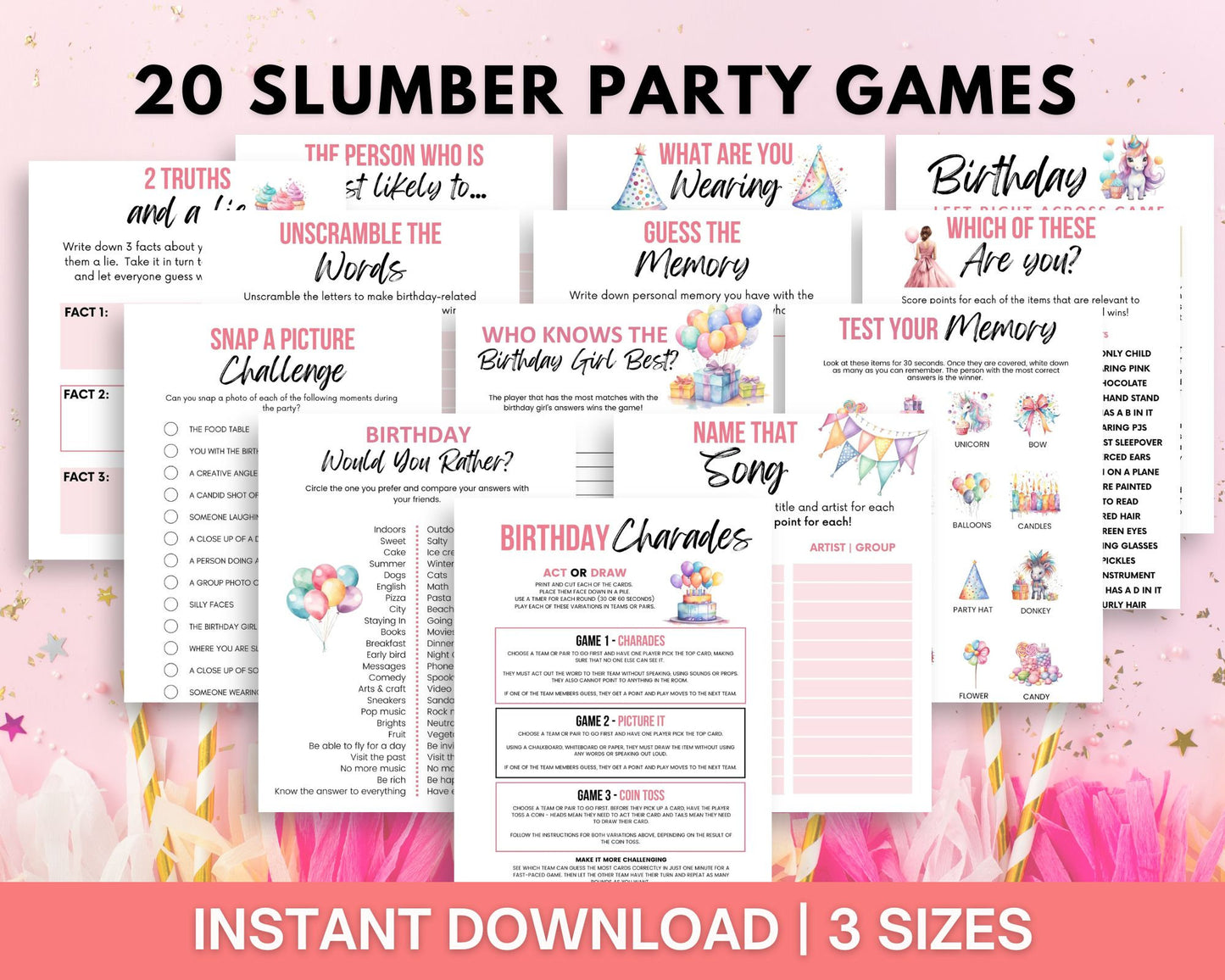 Slumber Party Games Bundle - Simplify Create Inspire