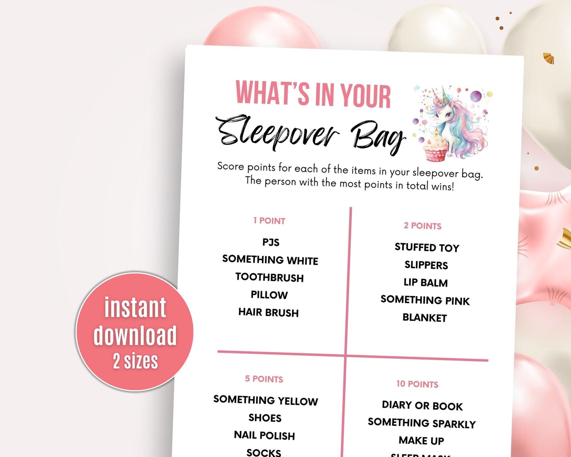 Whats In Your Sleepover Bag Game - Simplify Create Inspire