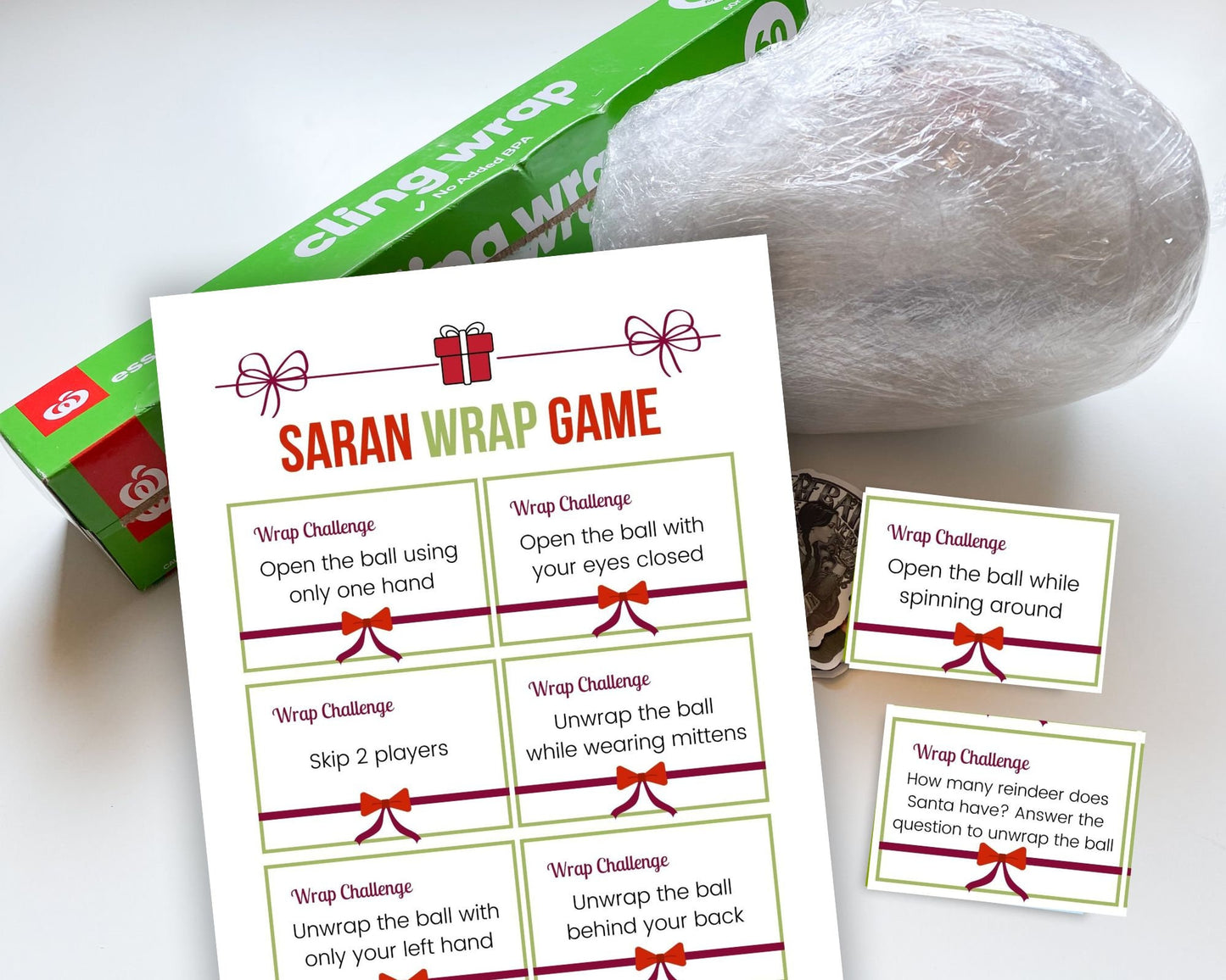 Saran Wrap Ball Game Challenge Cards - Simplify Create Inspire