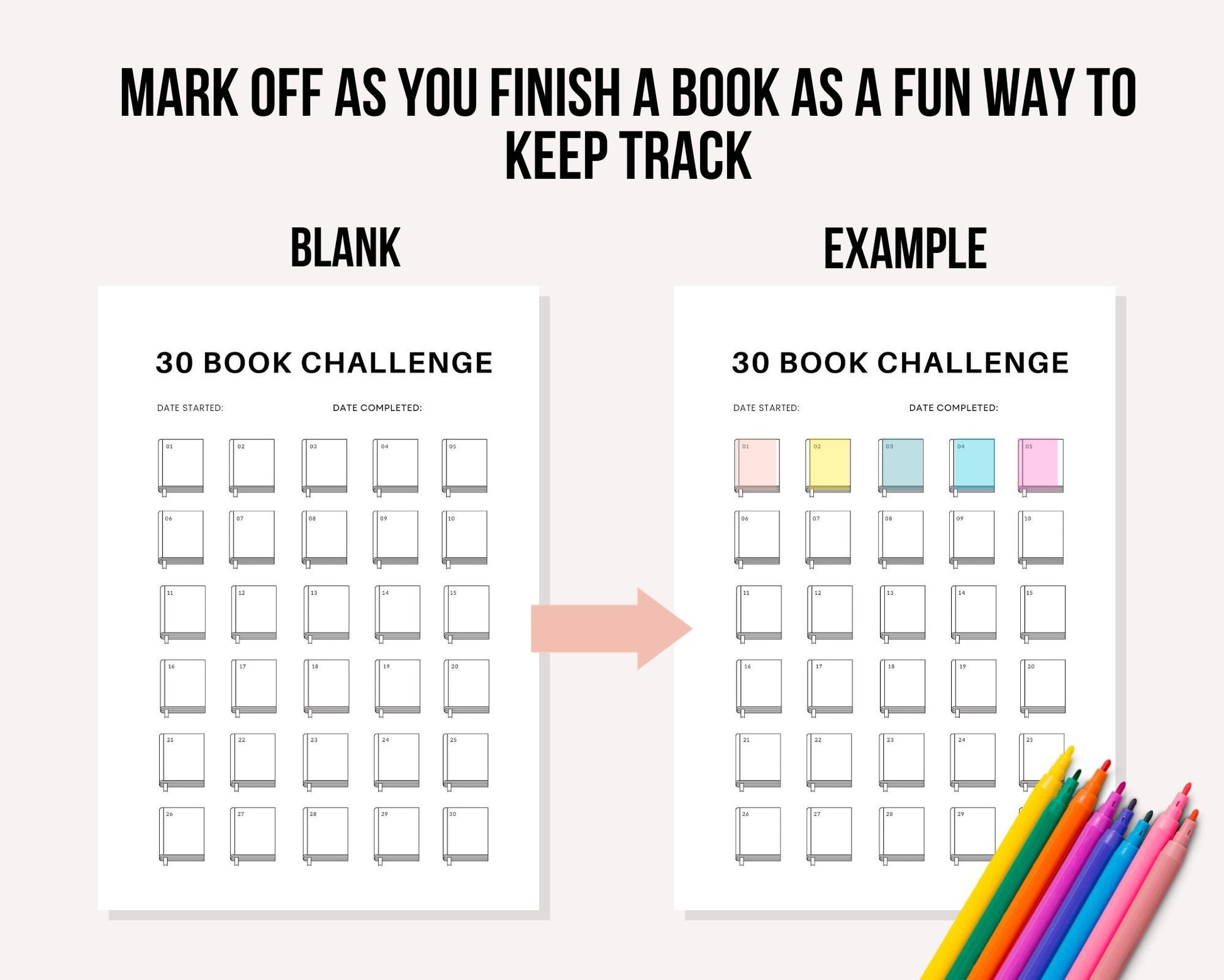 30 Book Reading Challenge Tracker - Simplify Create Inspire