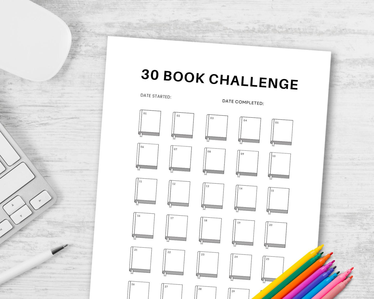 30 Book Reading Challenge Tracker - Simplify Create Inspire