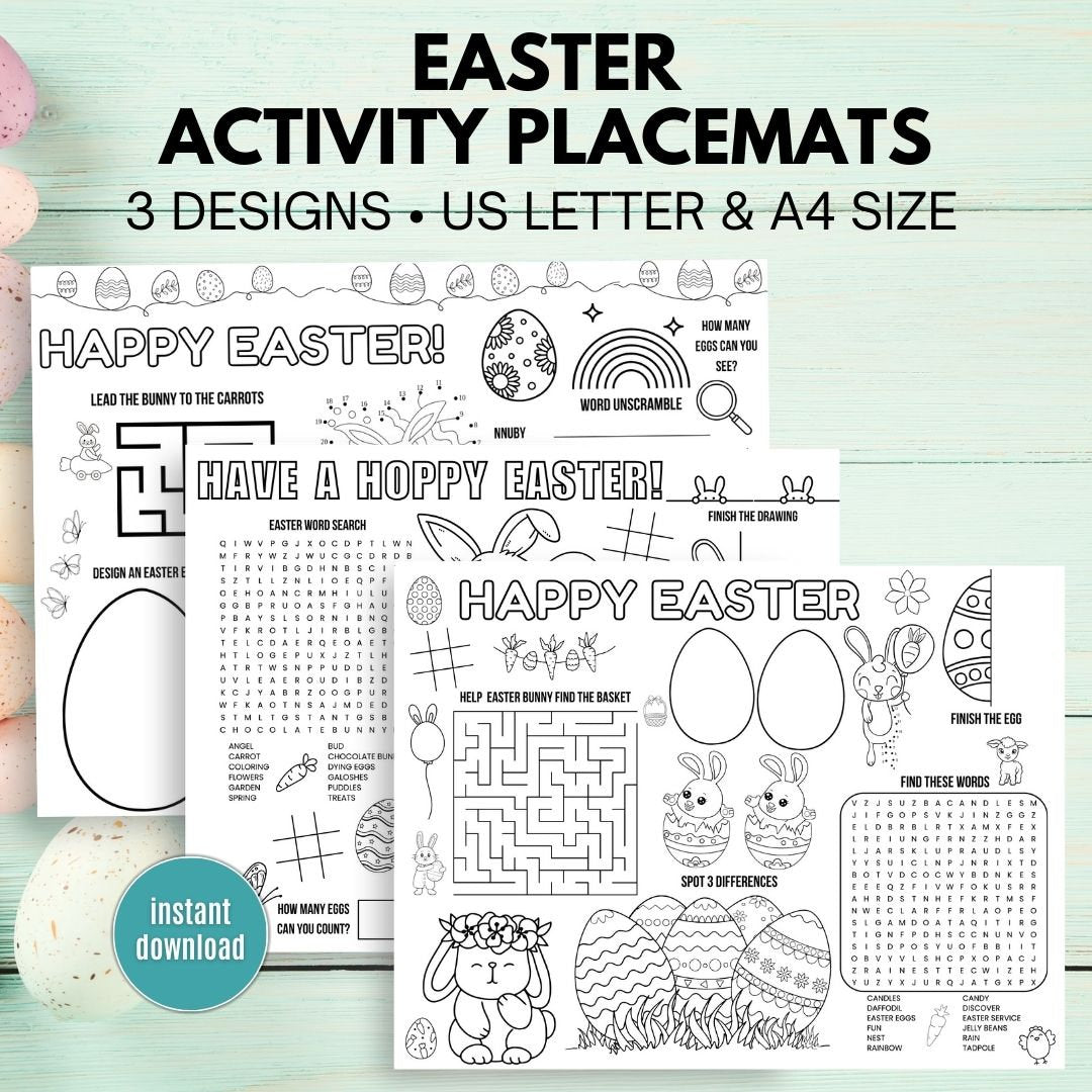 Easter Activity Placemats - 3 Designs Included - Simplify Create Inspire